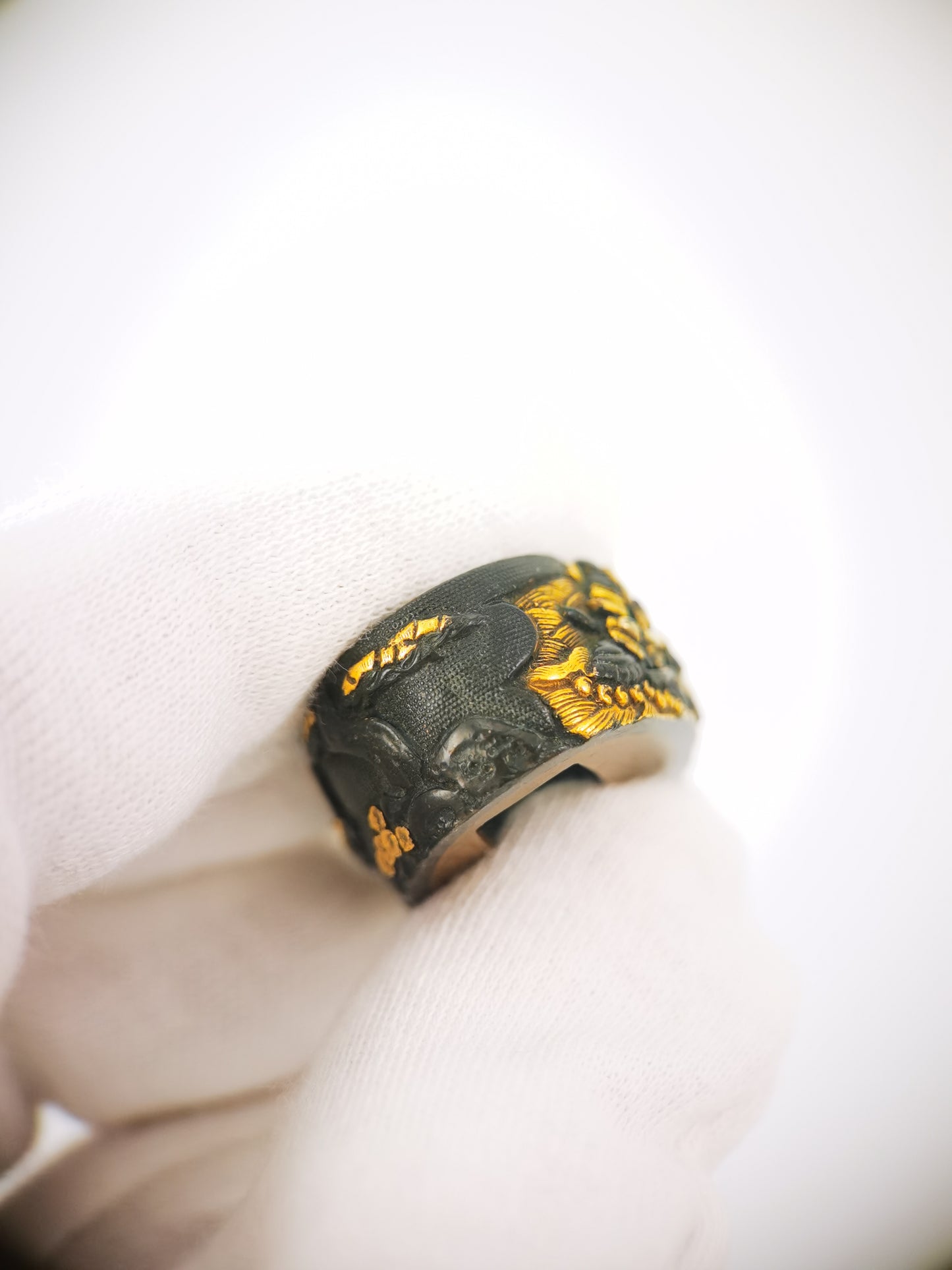 Japanese Ancient Samurai Battle Pattern Single Fuchi for Katana Wakziashi Edo Period Antique F204