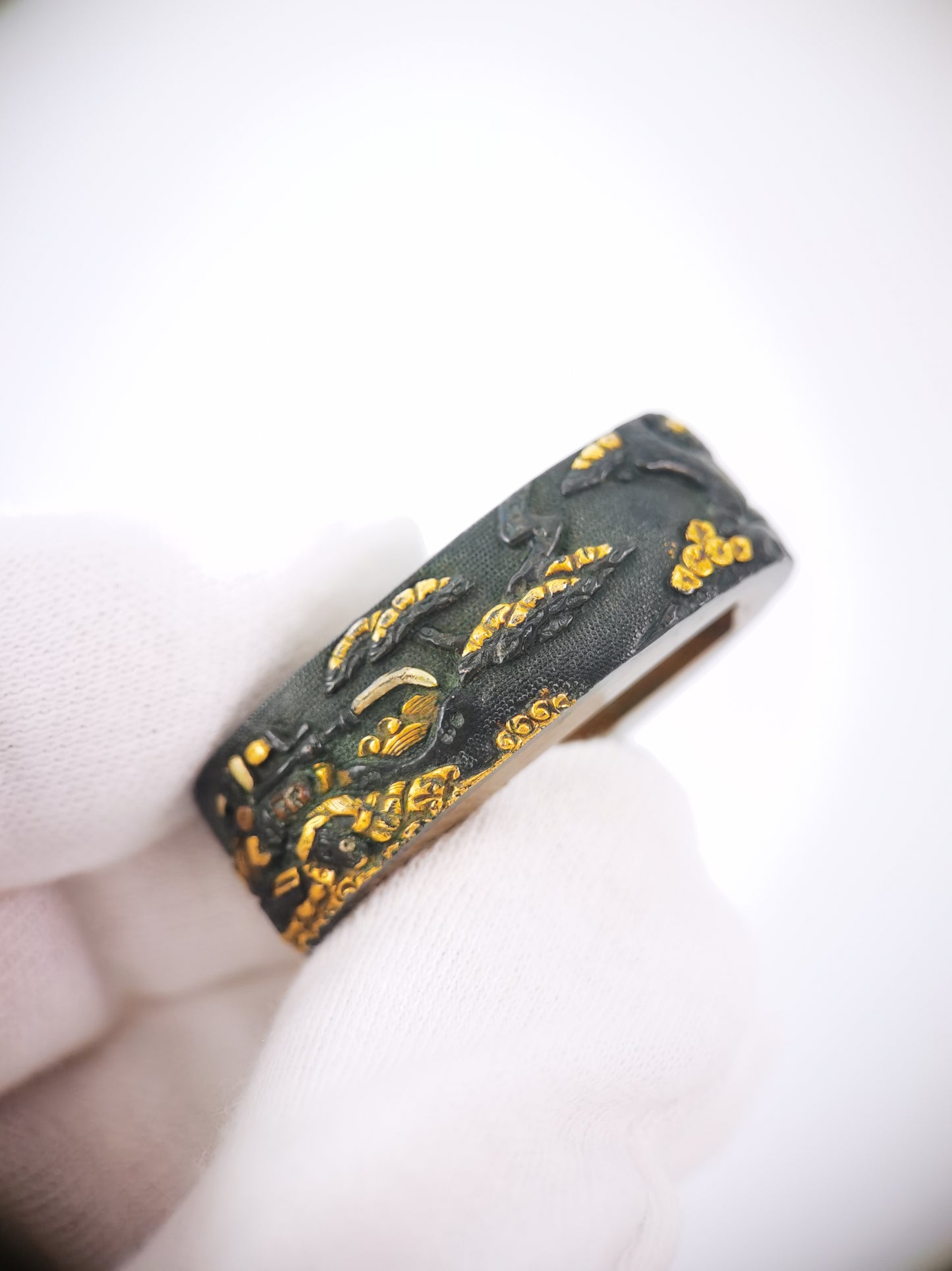 Japanese Ancient Samurai Battle Pattern Single Fuchi for Katana Wakziashi Edo Period Antique F204