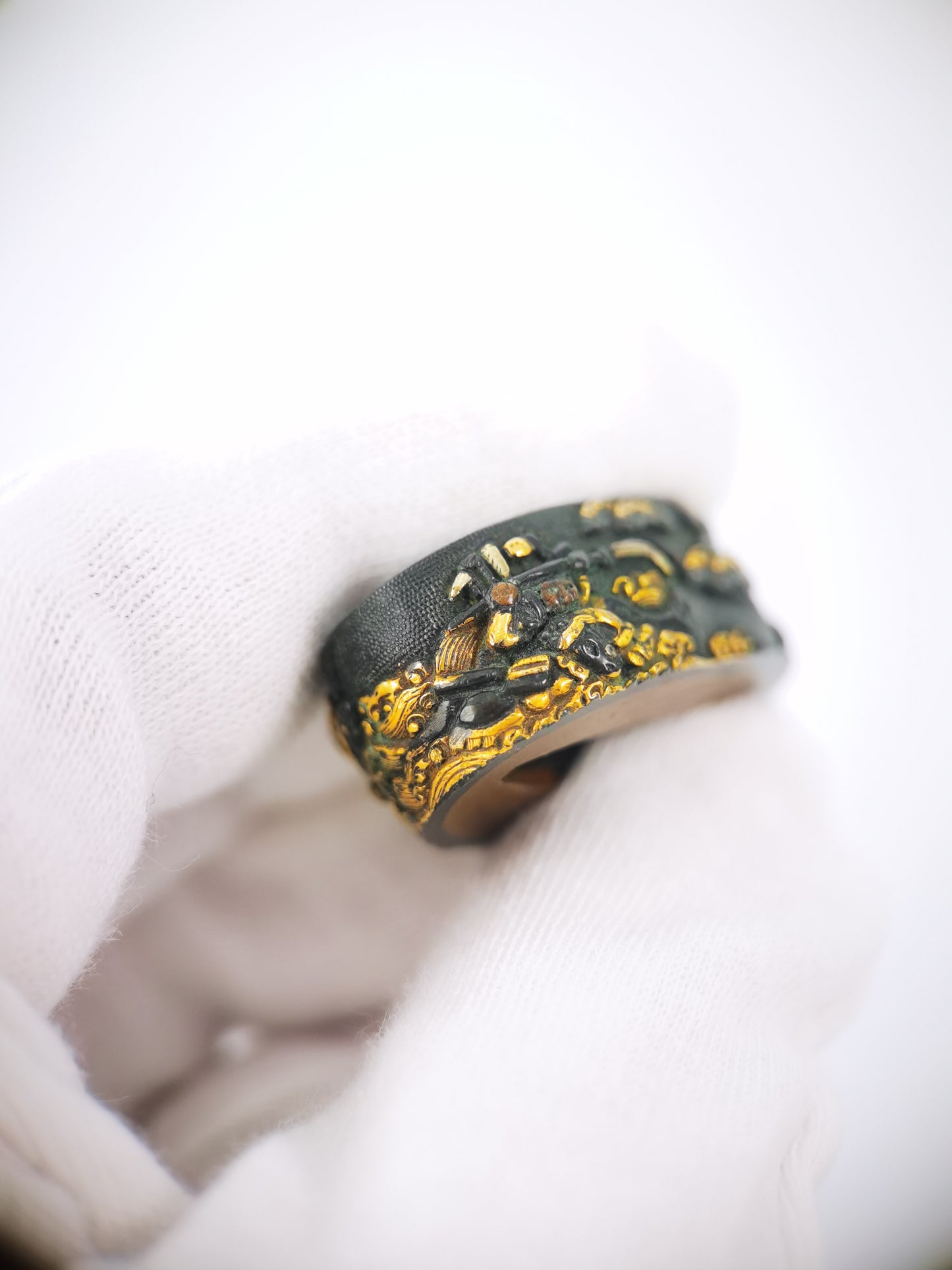Japanese Ancient Samurai Battle Pattern Single Fuchi for Katana Wakziashi Edo Period Antique F204