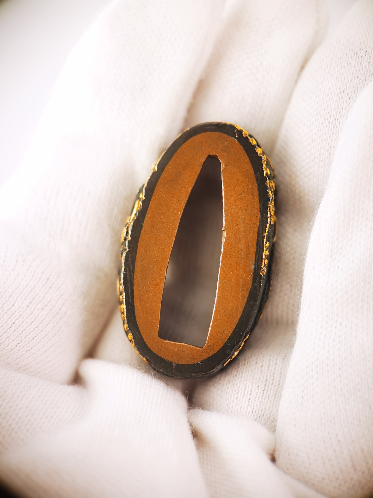 Japanese Ancient Samurai Battle Pattern Single Fuchi for Katana Wakziashi Edo Period Antique F204