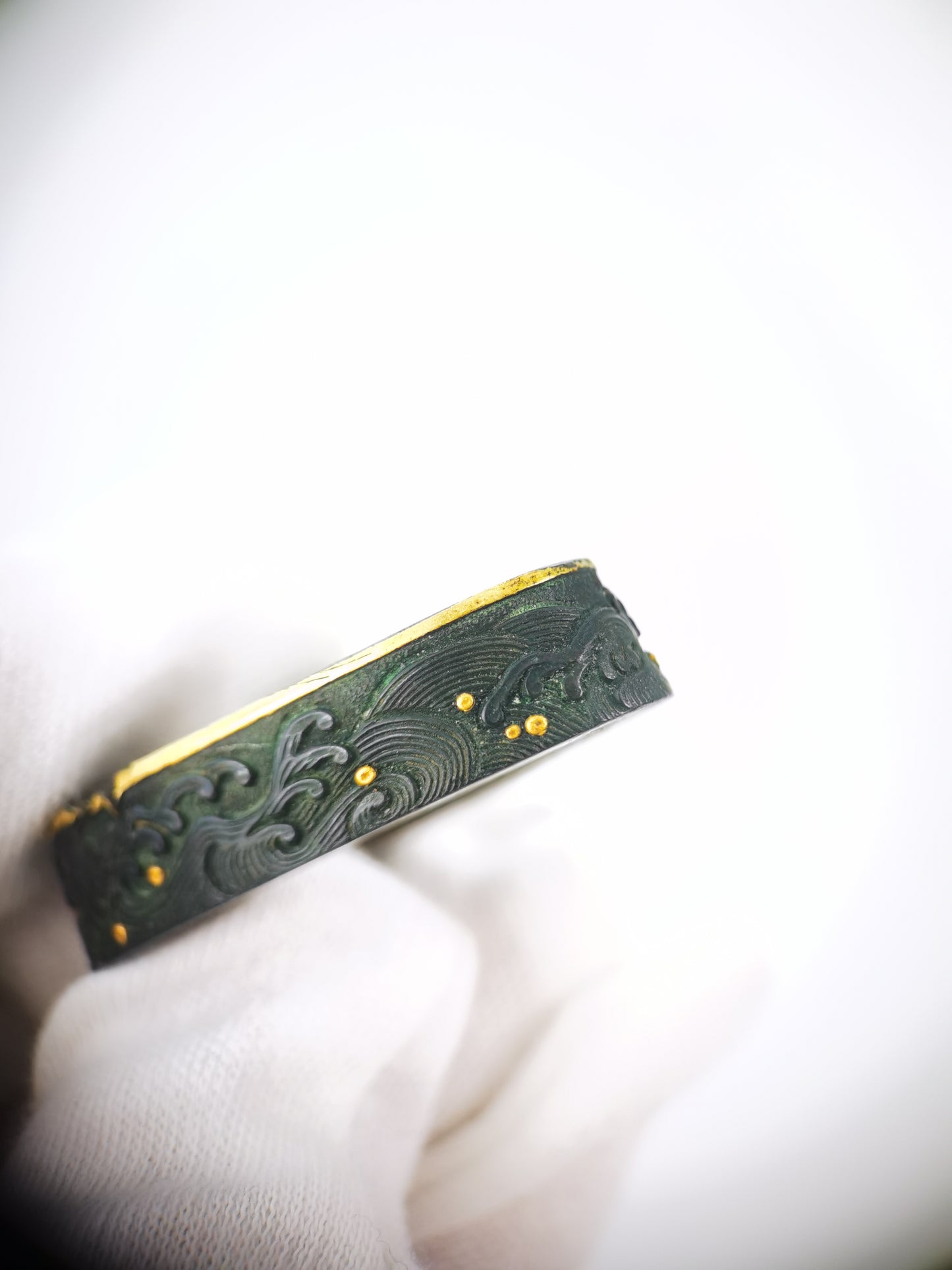 Japanese Wave Pattern Single Fuchi for Katana Wakziashi Edo Period Antique F210