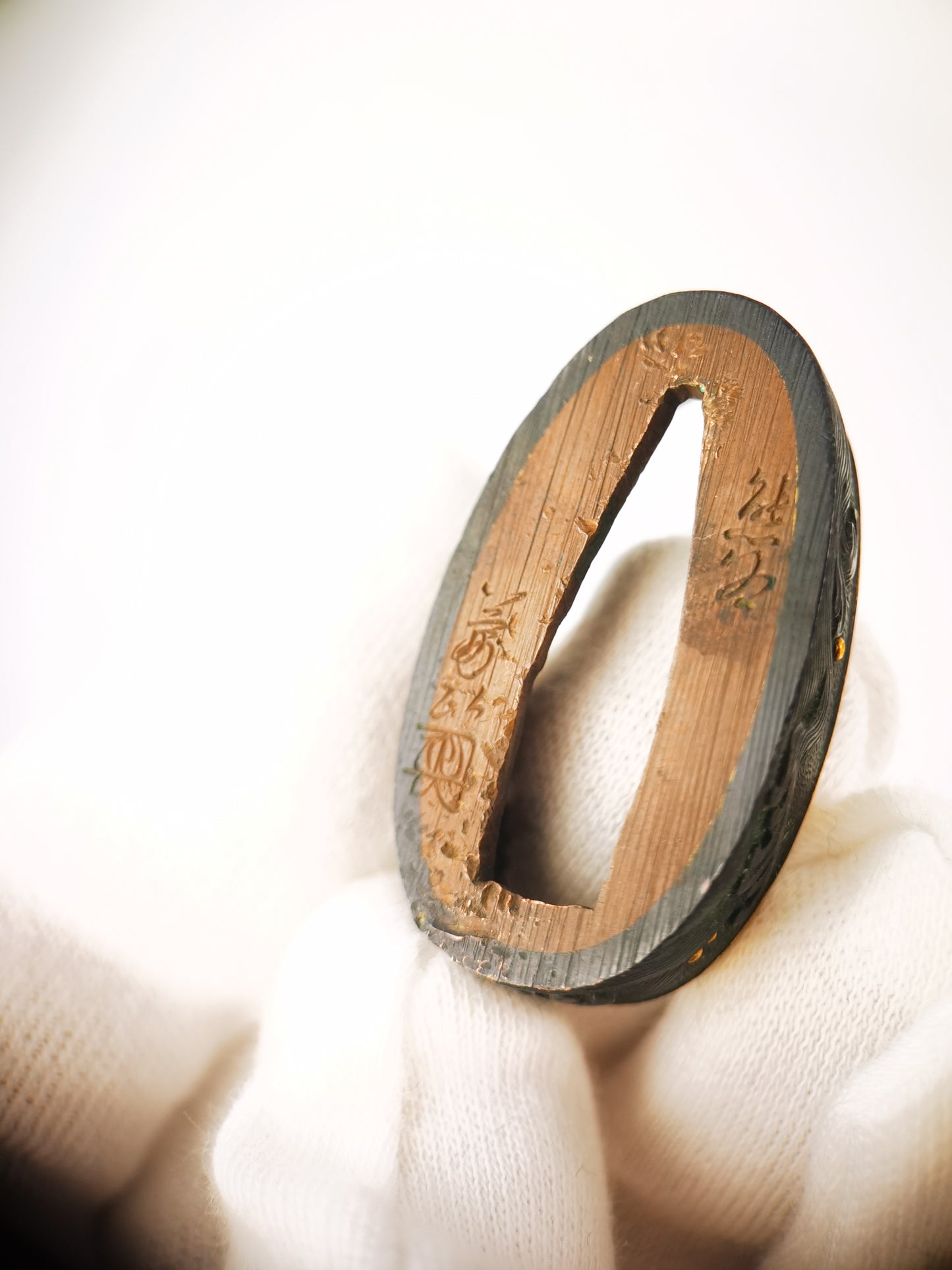 Japanese Wave Pattern Single Fuchi for Katana Wakziashi Edo Period Antique F210