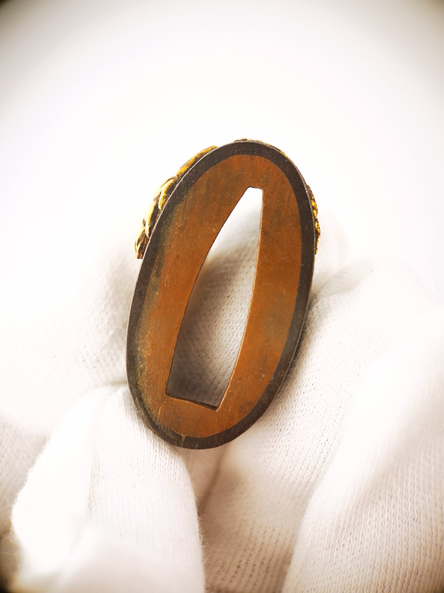 Japanese Rat and Grape Pattern Single Fuchi for Katana Wakziashi Edo Period Antique F211