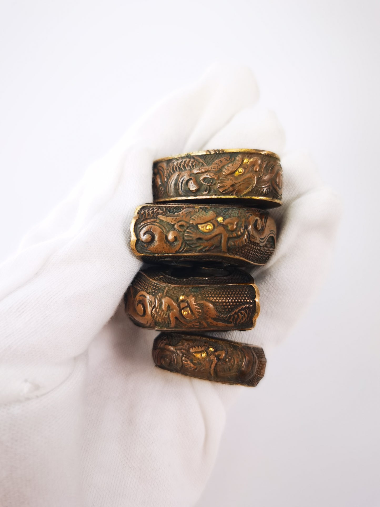 Japanese Cloud Dragon Motif 6-Piece Set for Tachi and Hand-Tachi Edo Period Antique E014