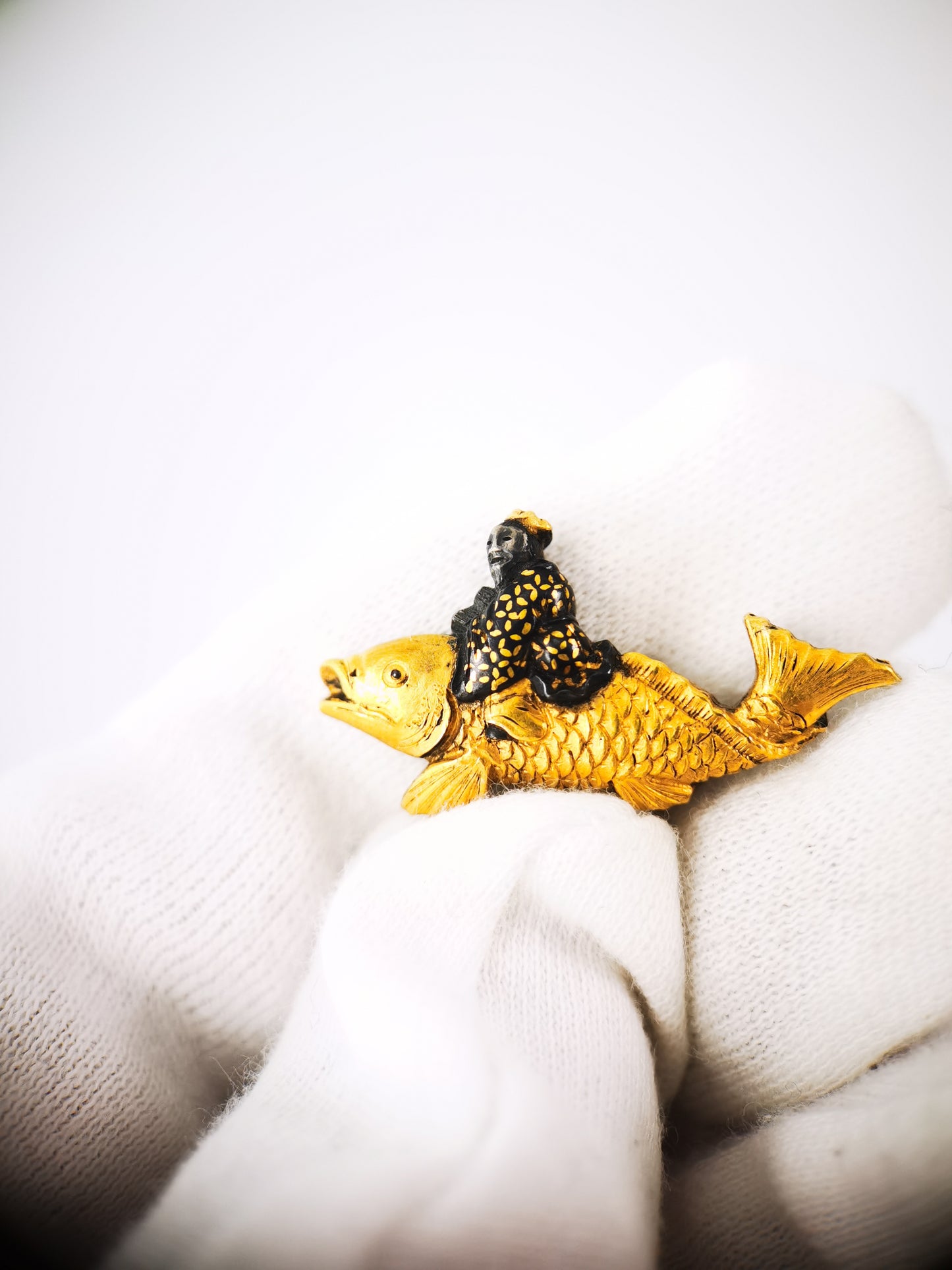 Japanese Fish Immortal & Crane Immortal Pattern Menuki for Wakziashi and Tanto Edo Period Antique C116