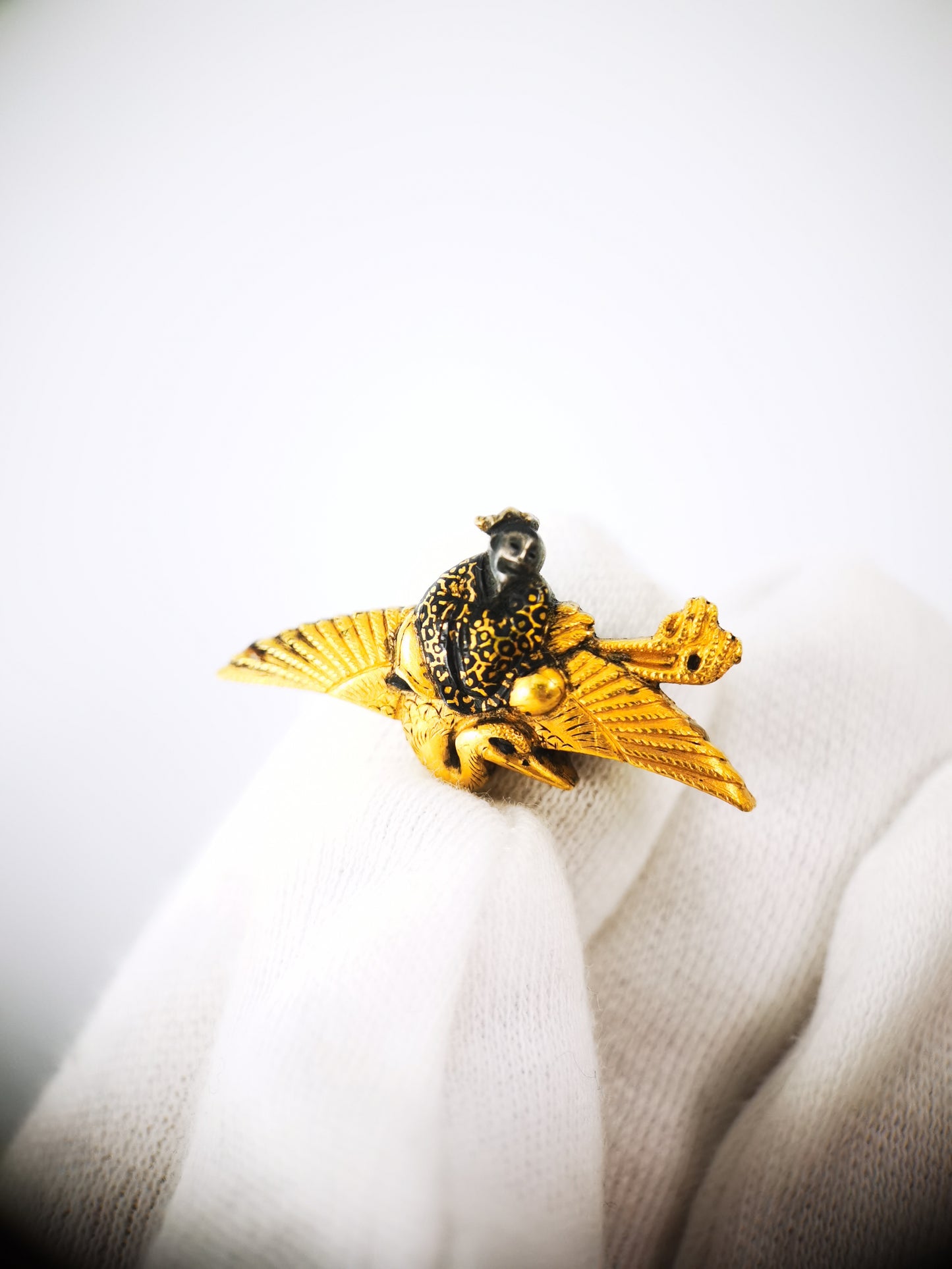 Japanese Fish Immortal & Crane Immortal Pattern Menuki for Wakziashi and Tanto Edo Period Antique C116