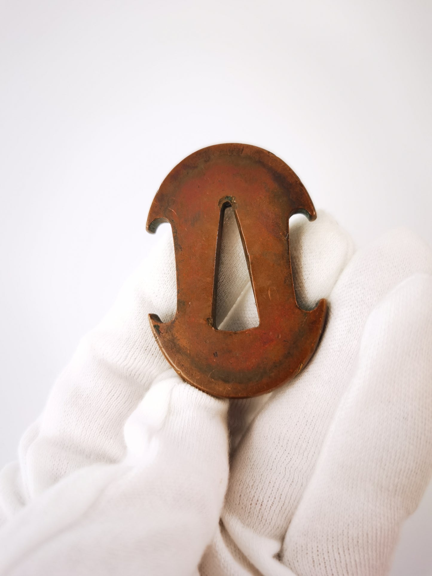 Japanese Plain Tsuba with Patinated Copper Base  Tsuba for Tanto Edo Period A354