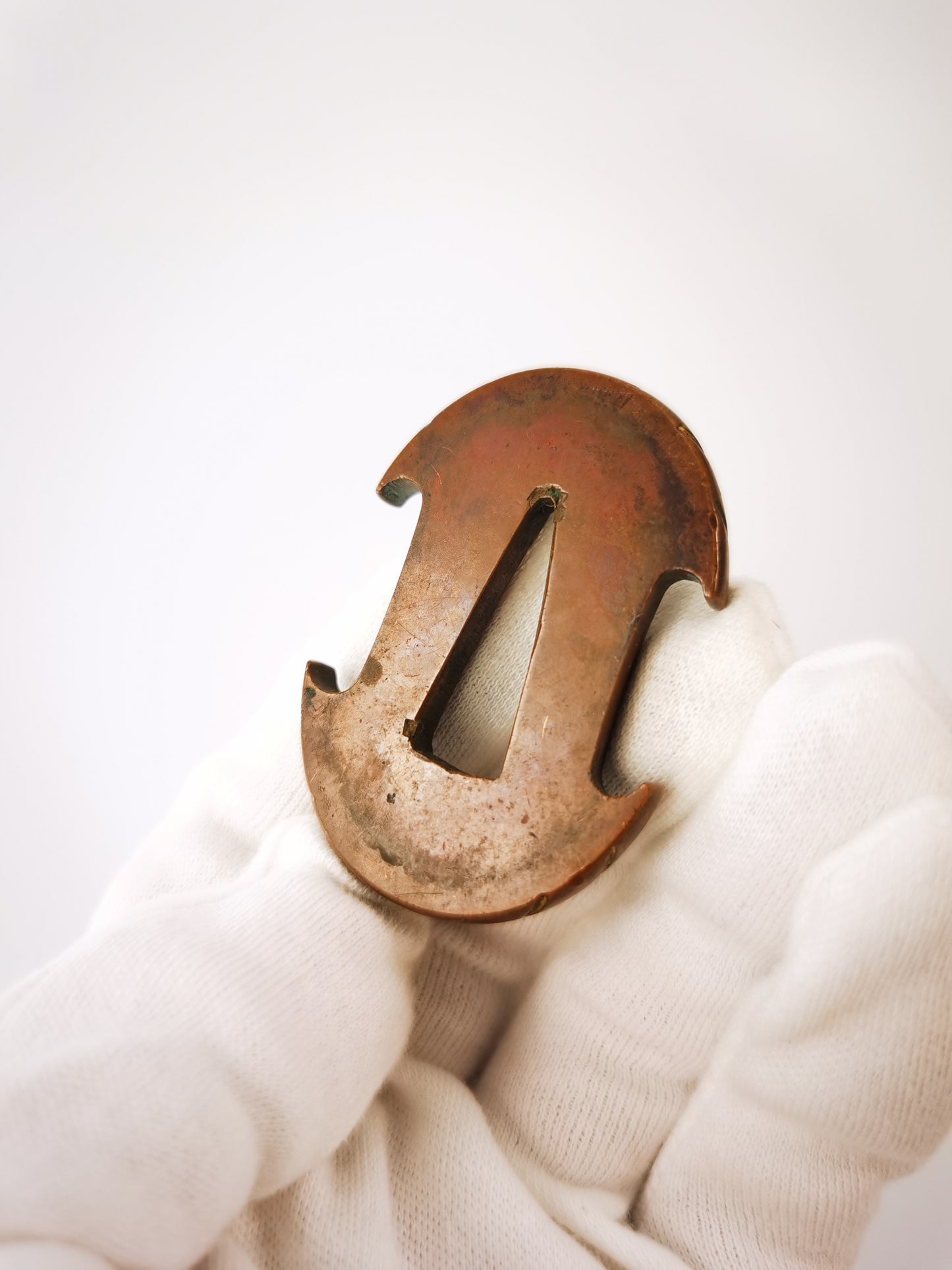 Japanese Plain Tsuba with Patinated Copper Base  Tsuba for Tanto Edo Period A354