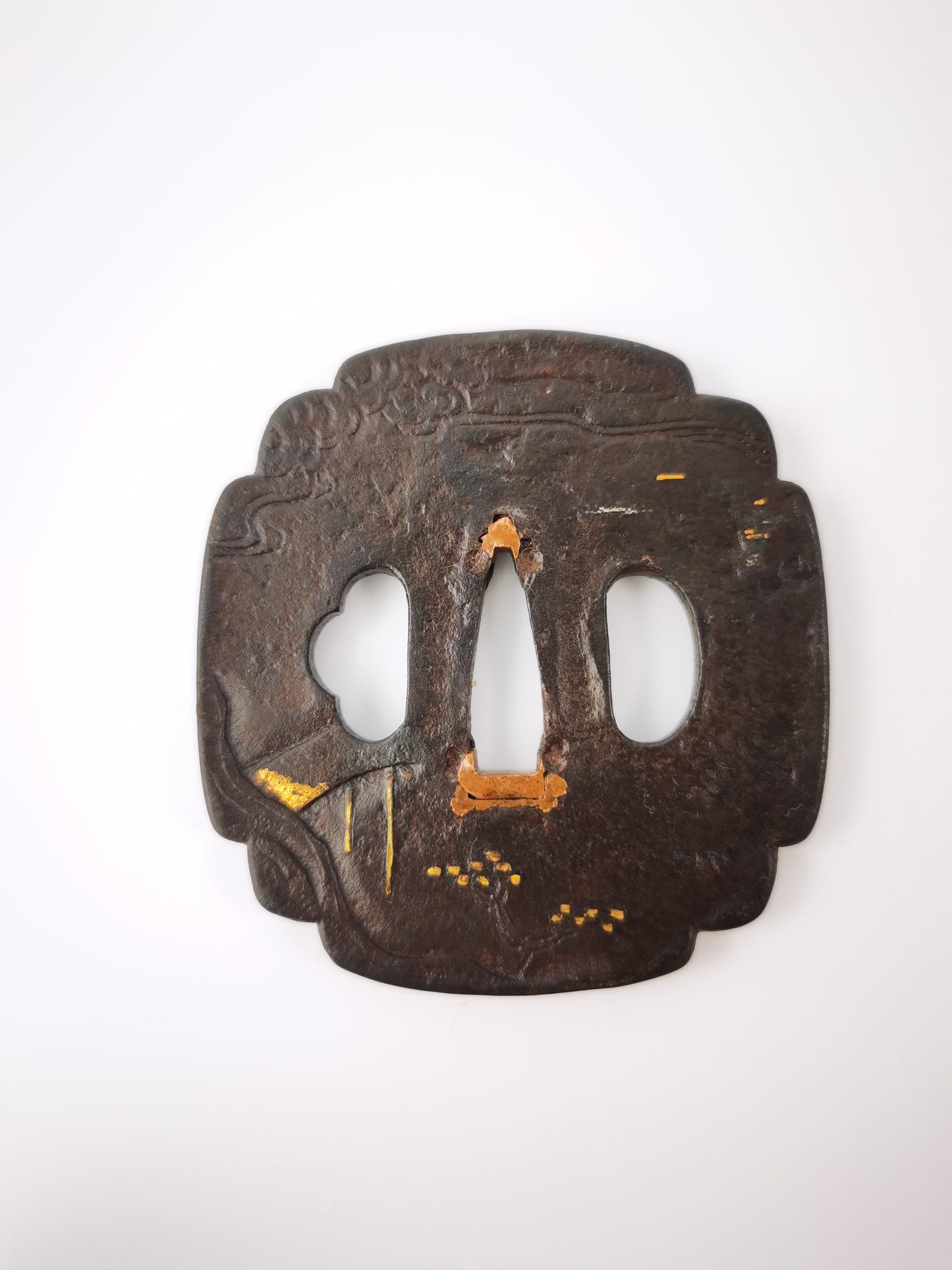 Japanese Mountains-and-rivers scenic Pattern Tsuba for  Katana Edo Period A335