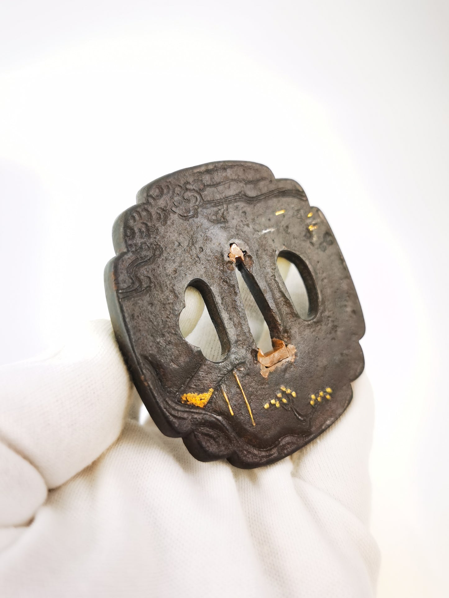 Japanese Mountains-and-rivers scenic Pattern Tsuba for  Katana Edo Period A335