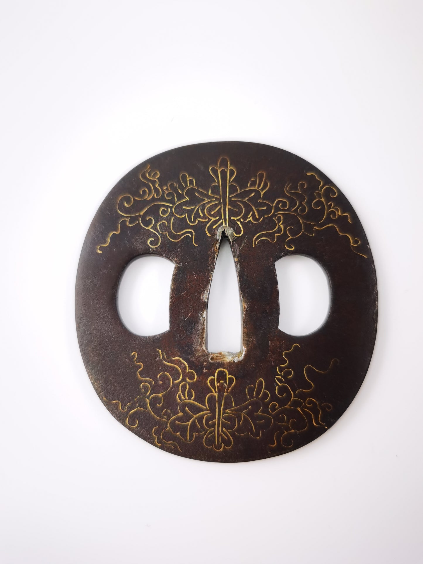 Japanese Gosan Kiri Crest Pattern Tsuba for  Katana Edo Period Antique A337