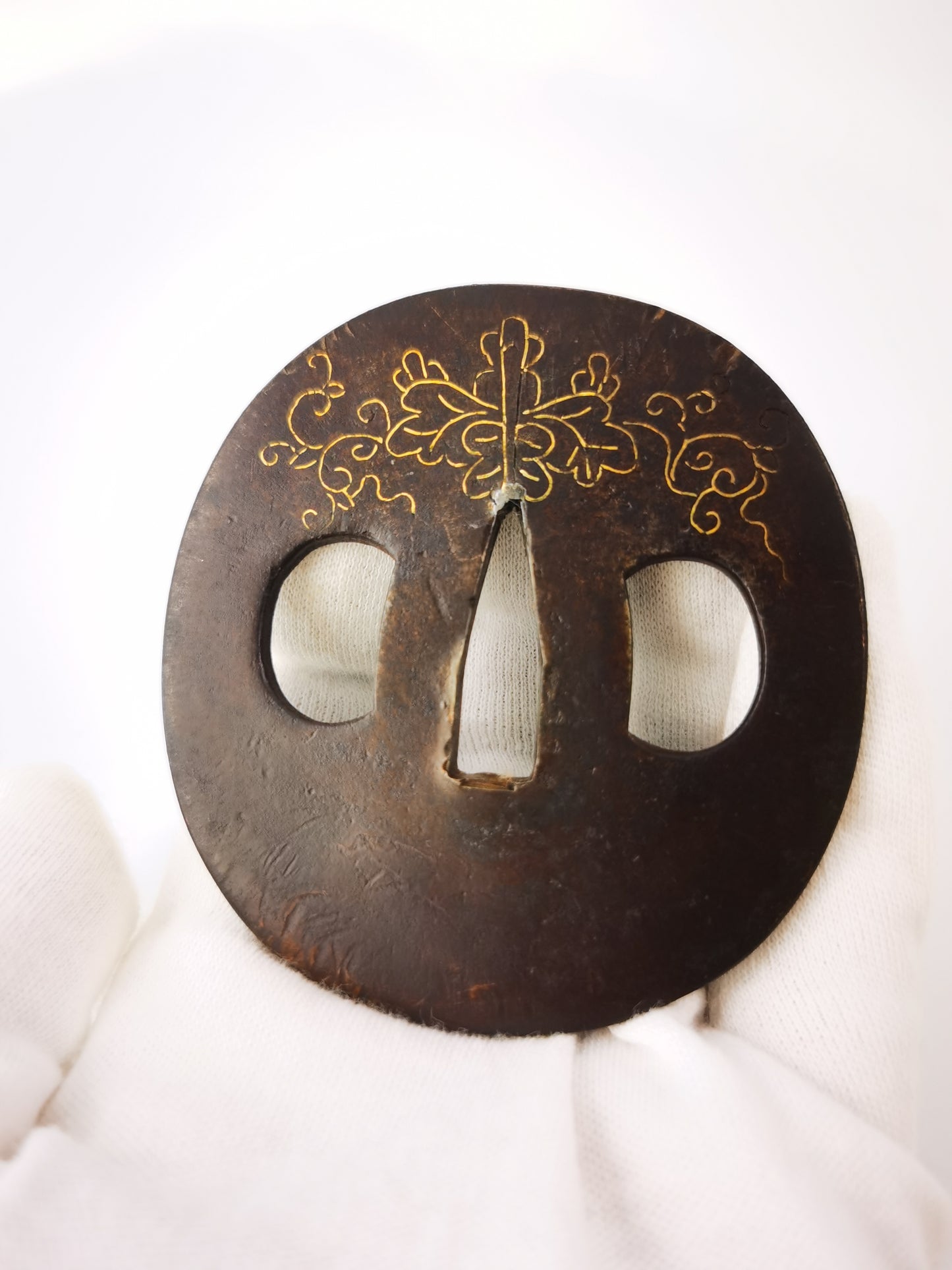 Japanese Gosan Kiri Crest Pattern Tsuba for  Katana Edo Period Antique A337