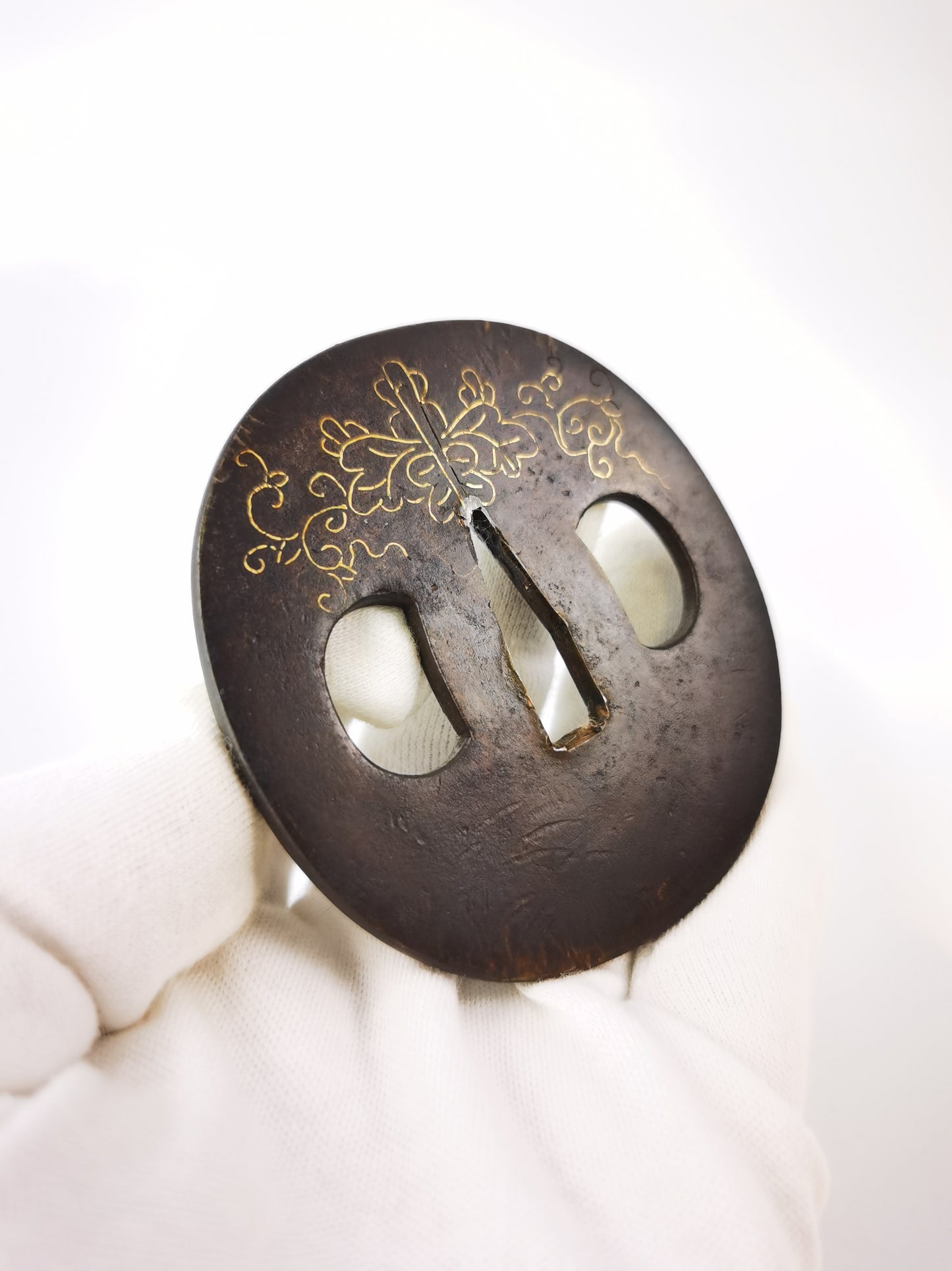 Japanese Gosan Kiri Crest Pattern Tsuba for  Katana Edo Period Antique A337