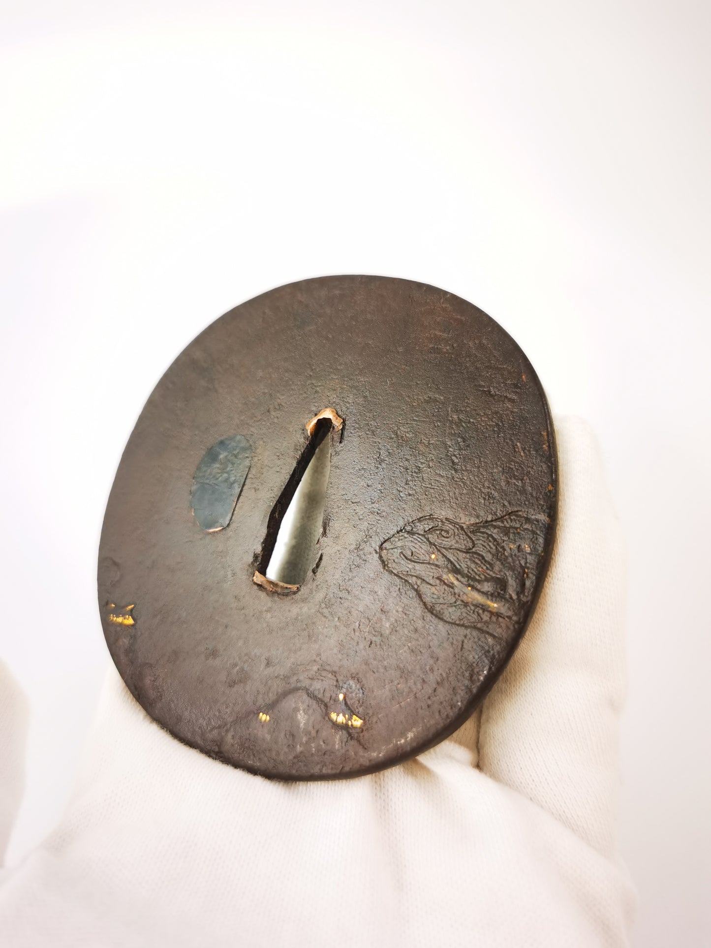 Japanese Crescent Moon Over Mountains & Sea Tsuba for  Katana Edo Period Antique A344