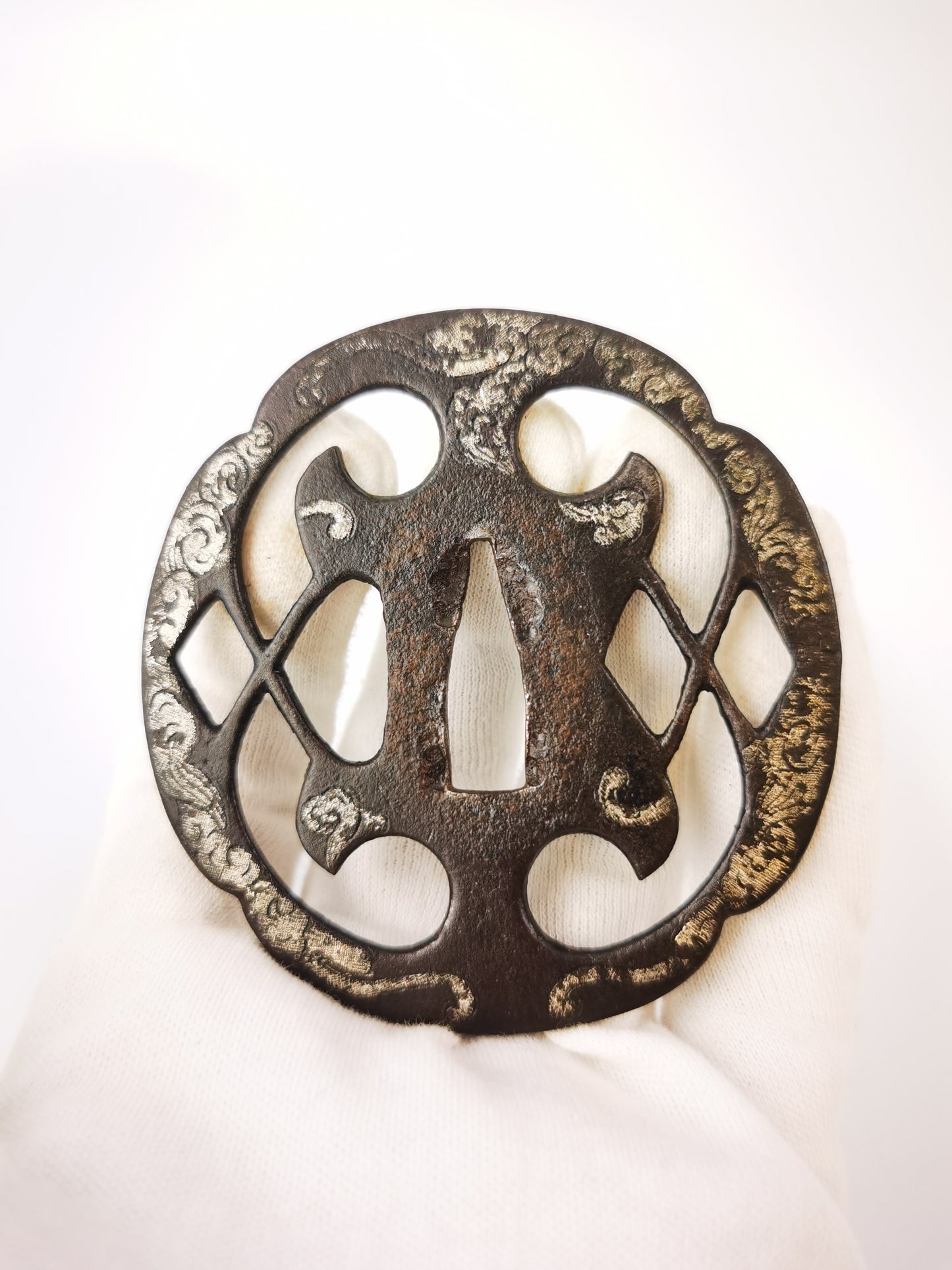 Japanese Cloud Dragon Pattern Tsuba for Katana Wakziashi Edo Period Antique A350