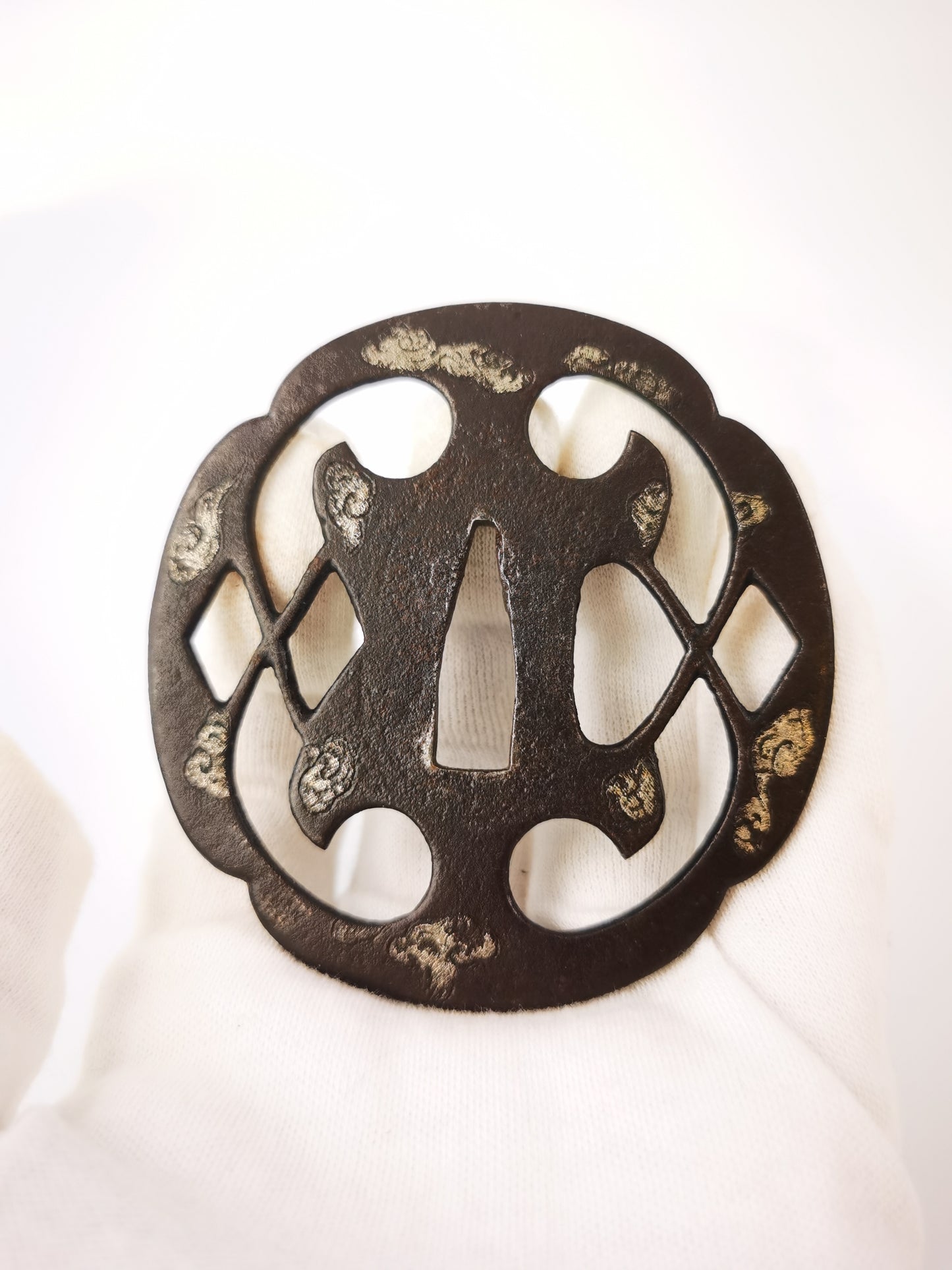Japanese Cloud Dragon Pattern Tsuba for Katana Wakziashi Edo Period Antique A350