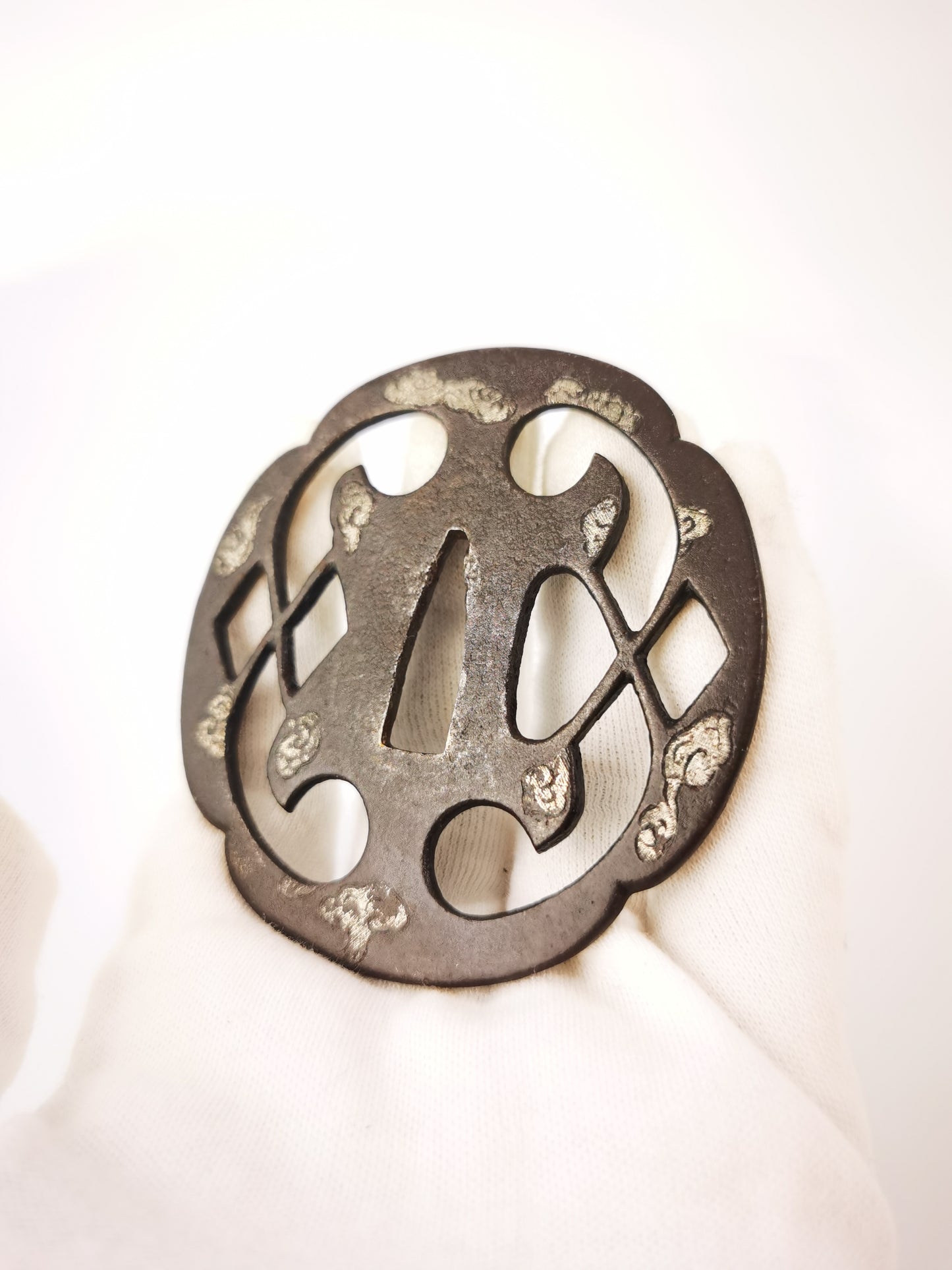 Japanese Cloud Dragon Pattern Tsuba for Katana Wakziashi Edo Period Antique A350