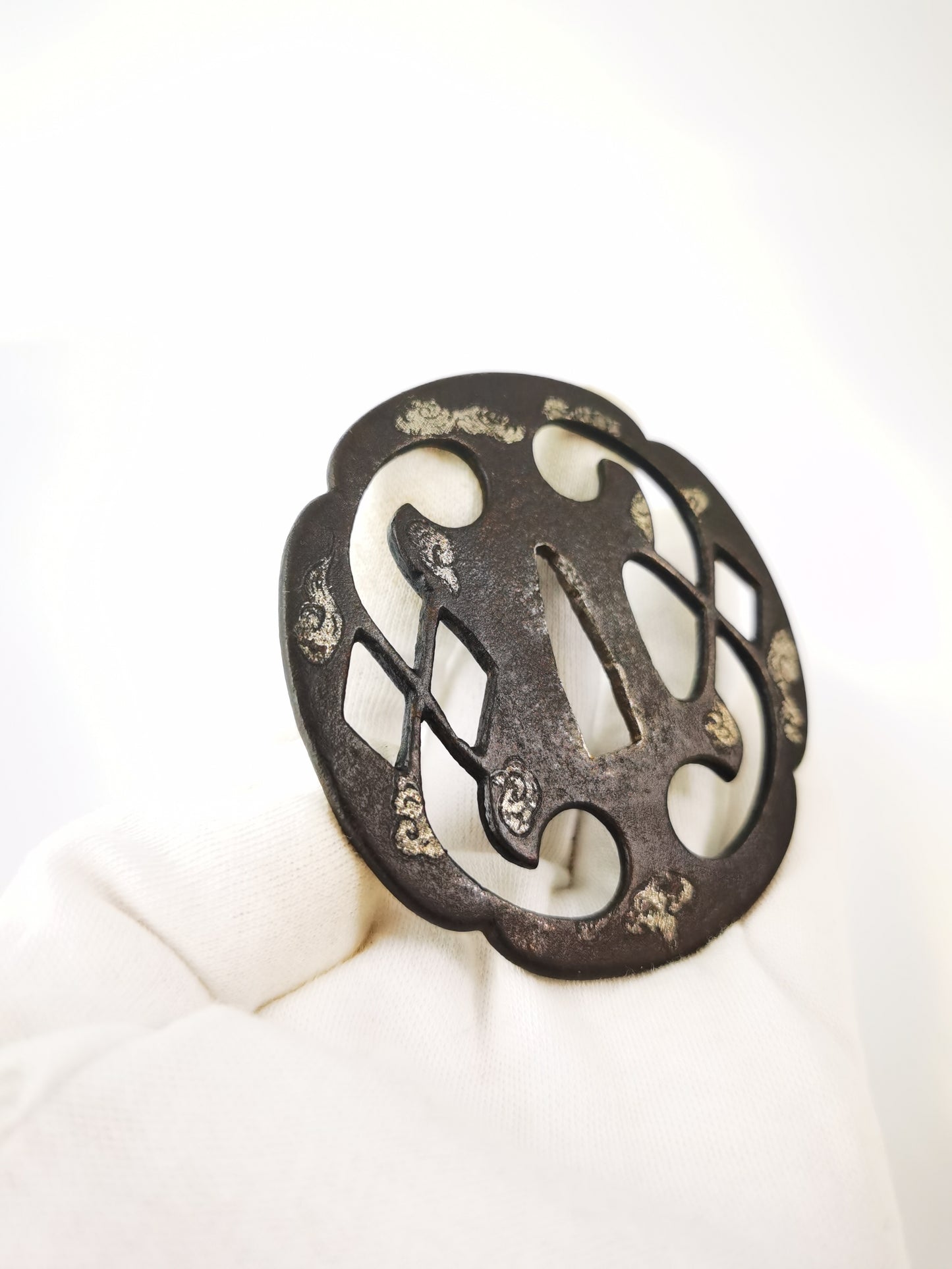 Japanese Cloud Dragon Pattern Tsuba for Katana Wakziashi Edo Period Antique A350