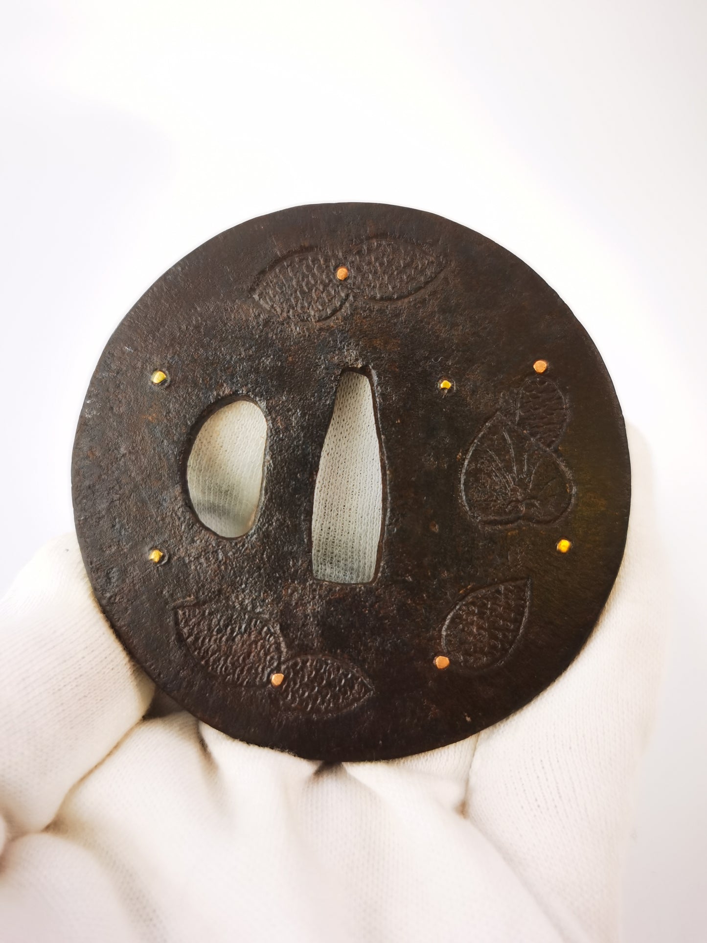 Japanese Pinecone Pattern Tsuba for  Katana Wakziashi Edo Period Antique A336