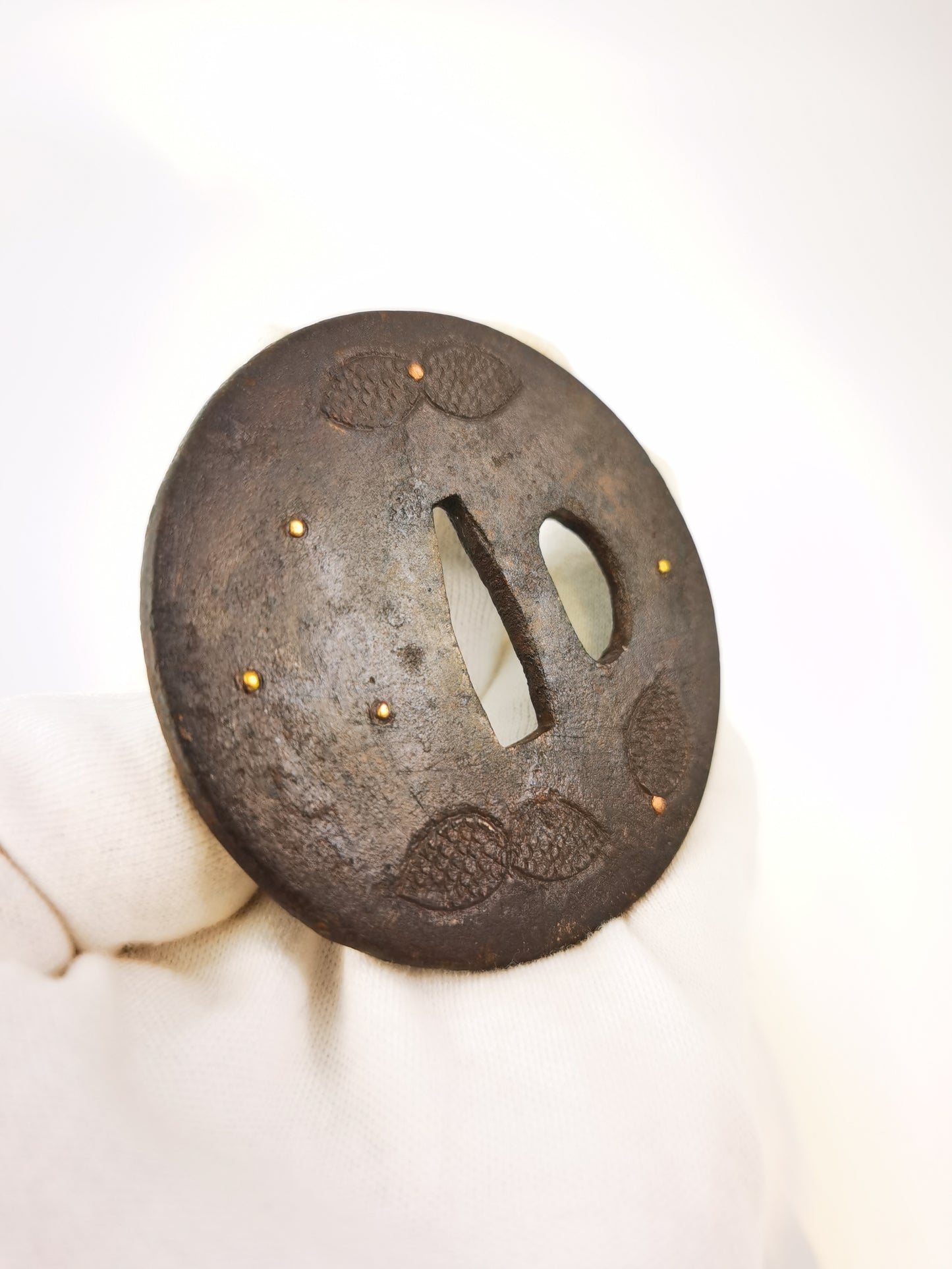 Japanese Pinecone Pattern Tsuba for  Katana Wakziashi Edo Period Antique A336
