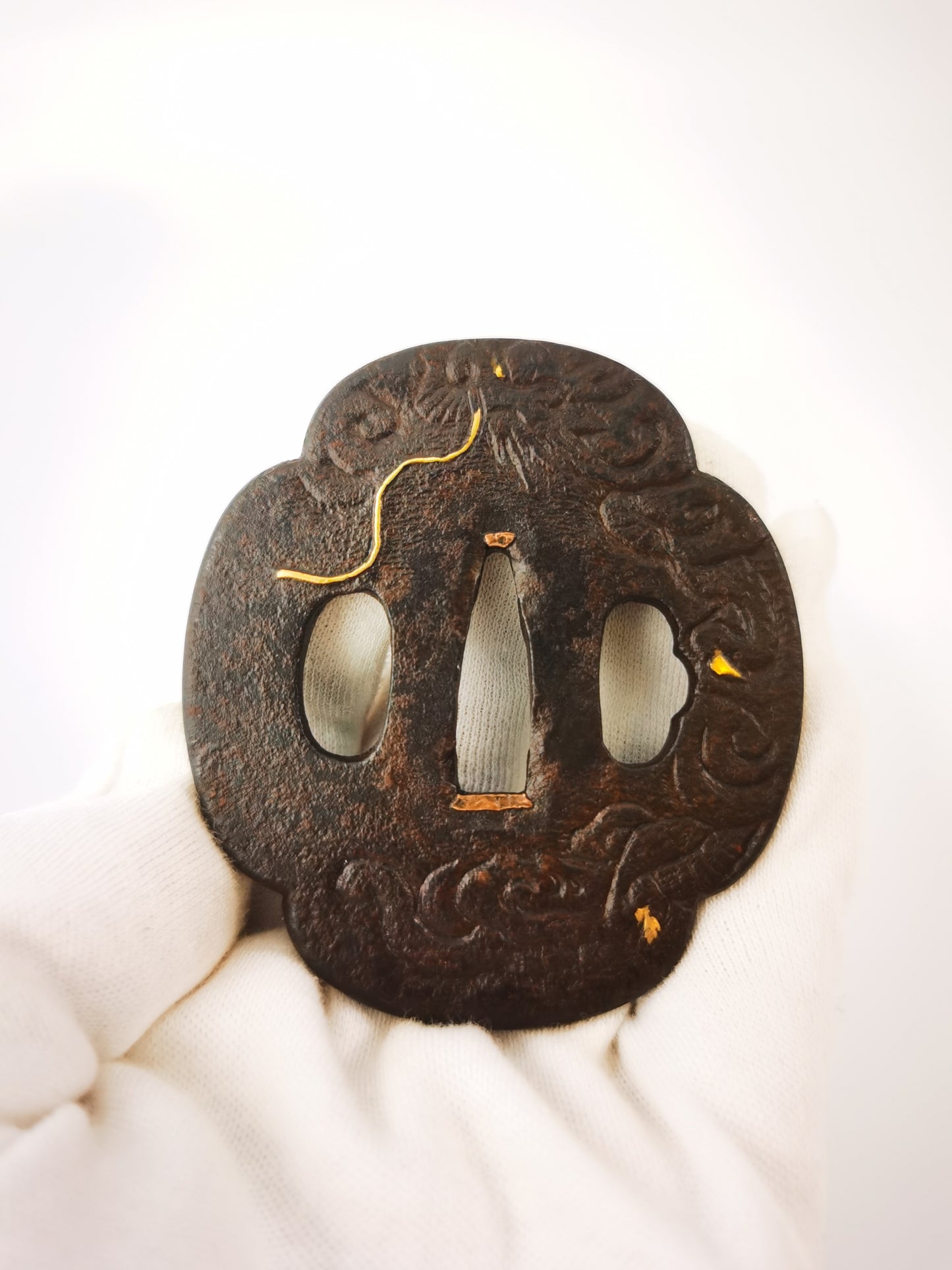 Japanese Cloud Dragon Pattern Tsuba for  Katana and Wakziashi Edo Period A338