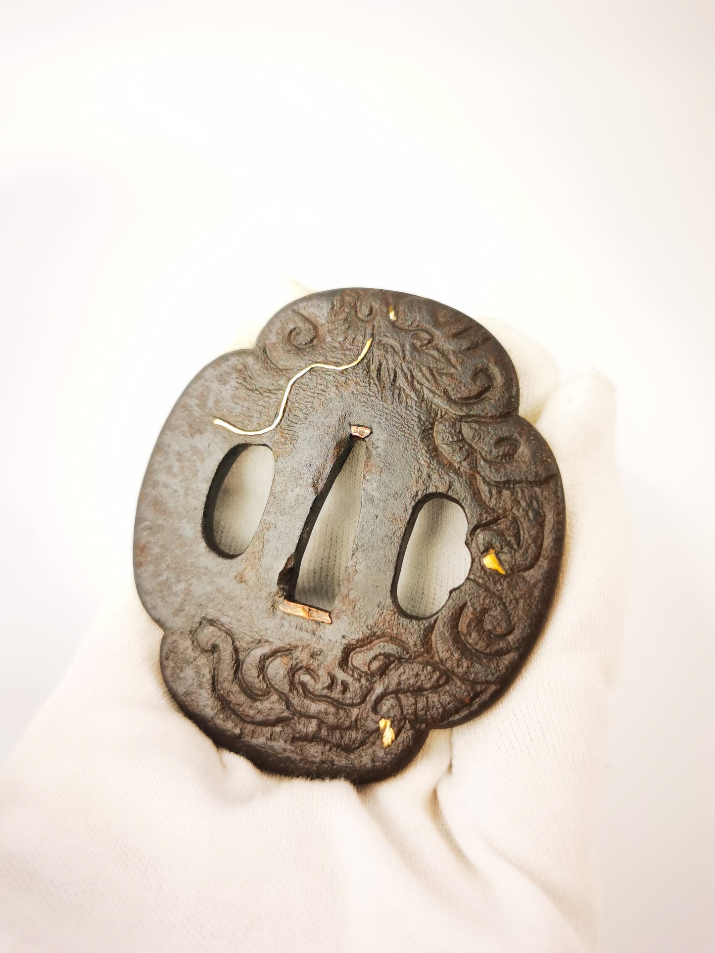 Japanese Cloud Dragon Pattern Tsuba for  Katana and Wakziashi Edo Period A338