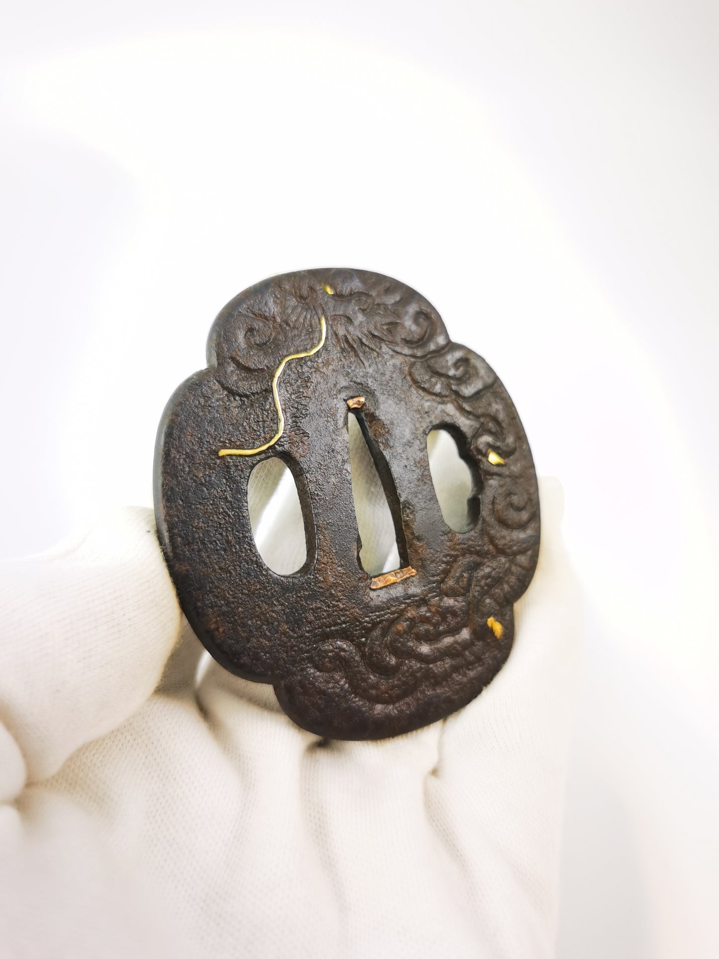 Japanese Cloud Dragon Pattern Tsuba for  Katana and Wakziashi Edo Period A338