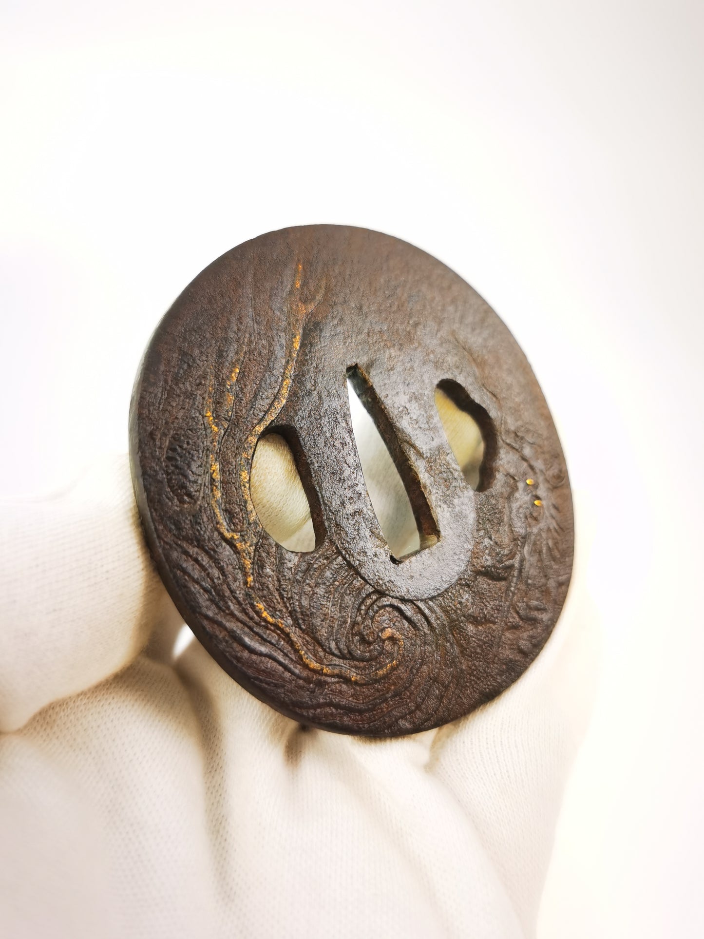 Japanese Cloud Dragon Pattern Tsuba for  Katana Wakziashi Edo Period Antique A343