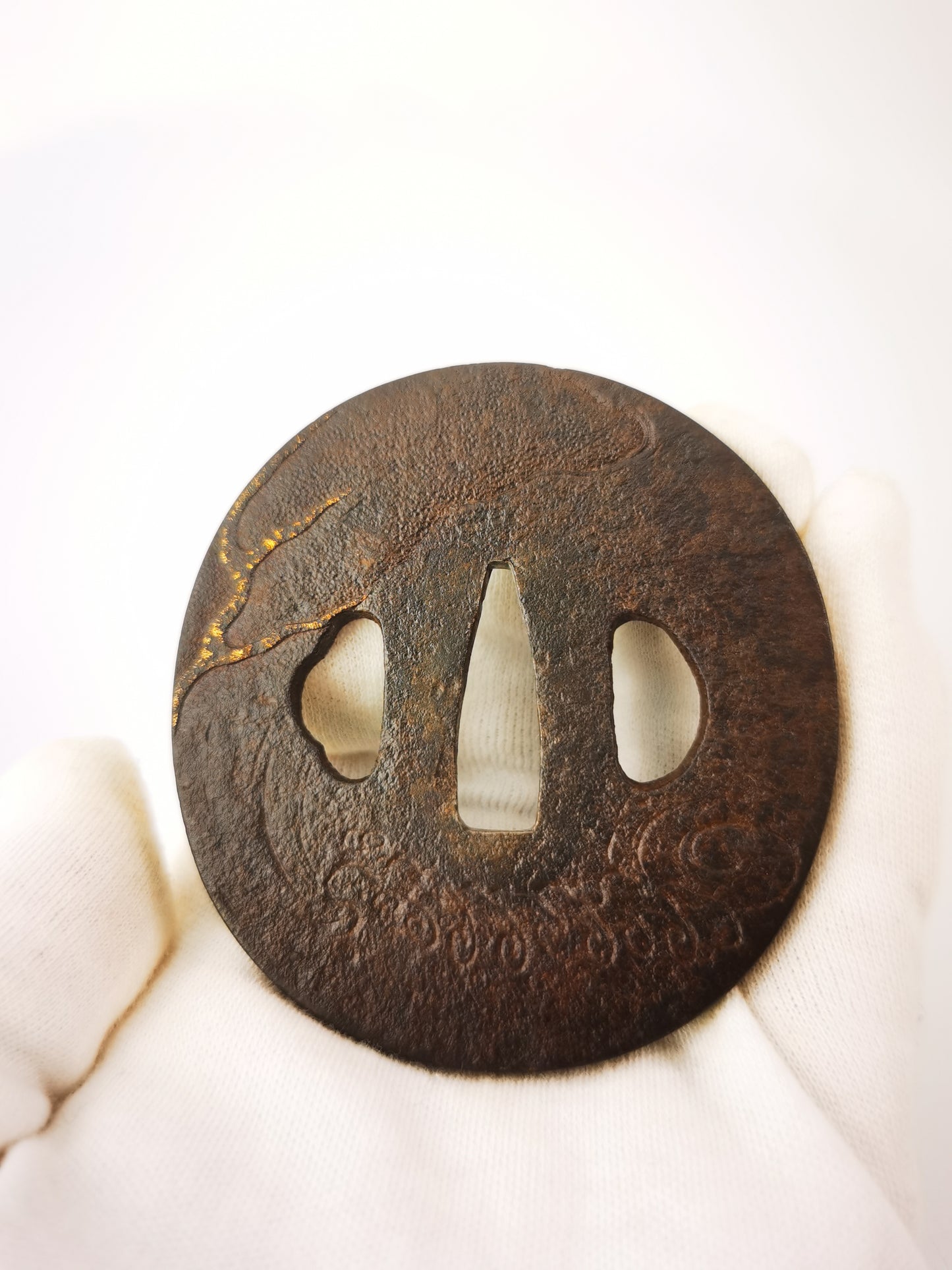 Japanese Cloud Dragon Pattern Tsuba for  Katana Wakziashi Edo Period Antique A343