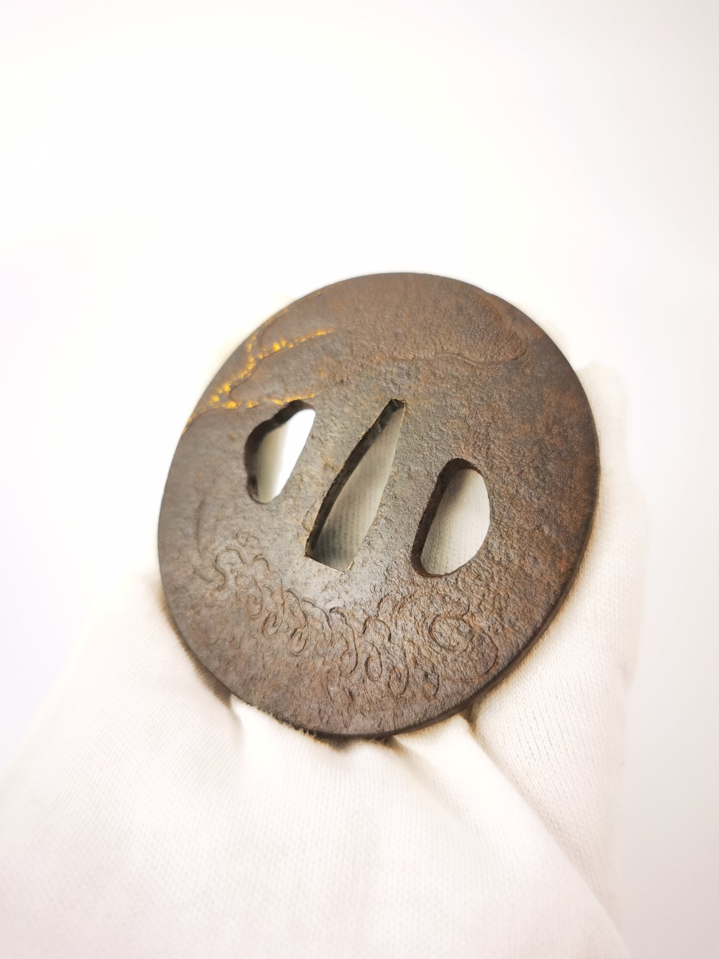 Japanese Cloud Dragon Pattern Tsuba for  Katana Wakziashi Edo Period Antique A343
