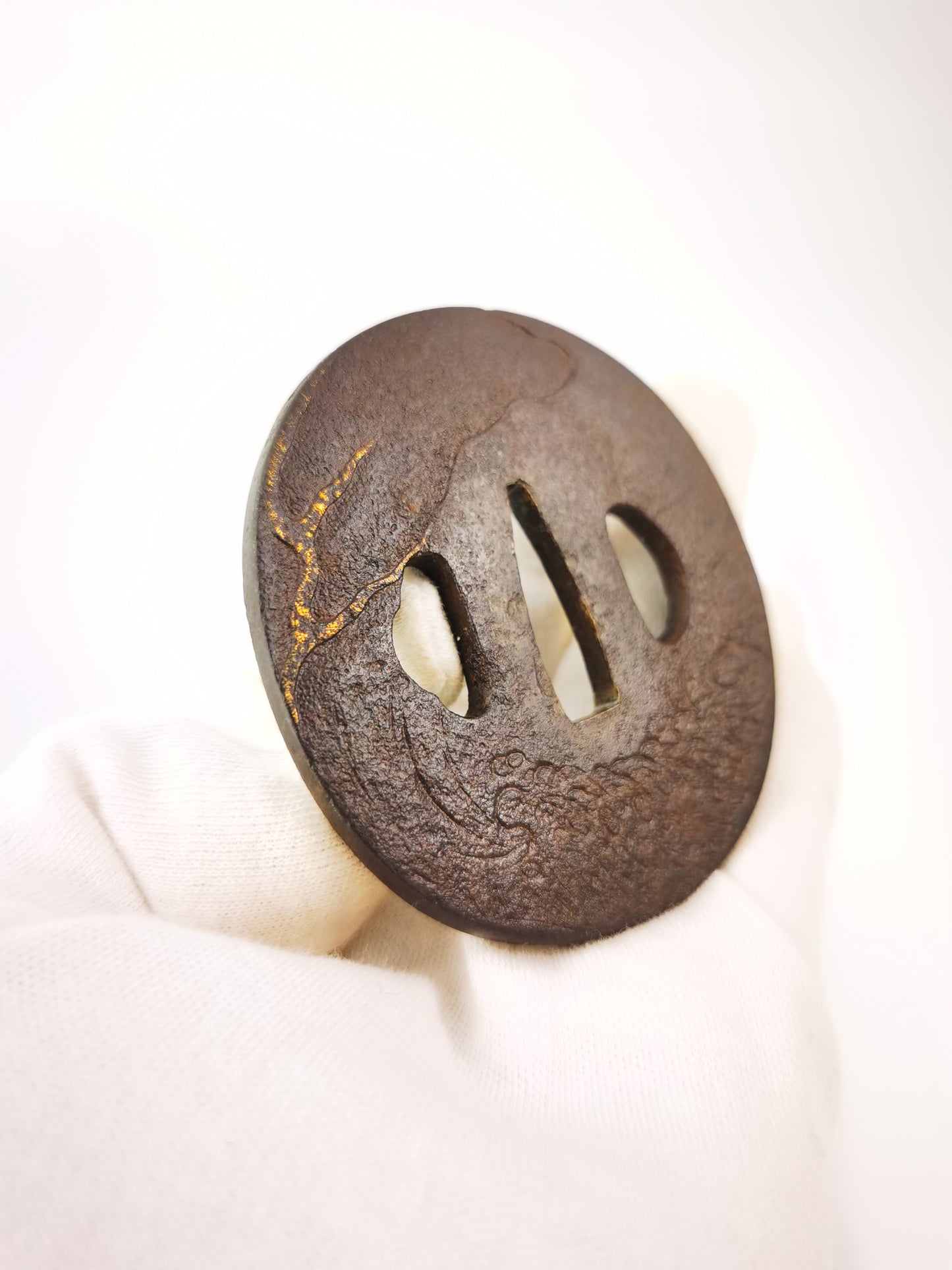 Japanese Cloud Dragon Pattern Tsuba for  Katana Wakziashi Edo Period Antique A343