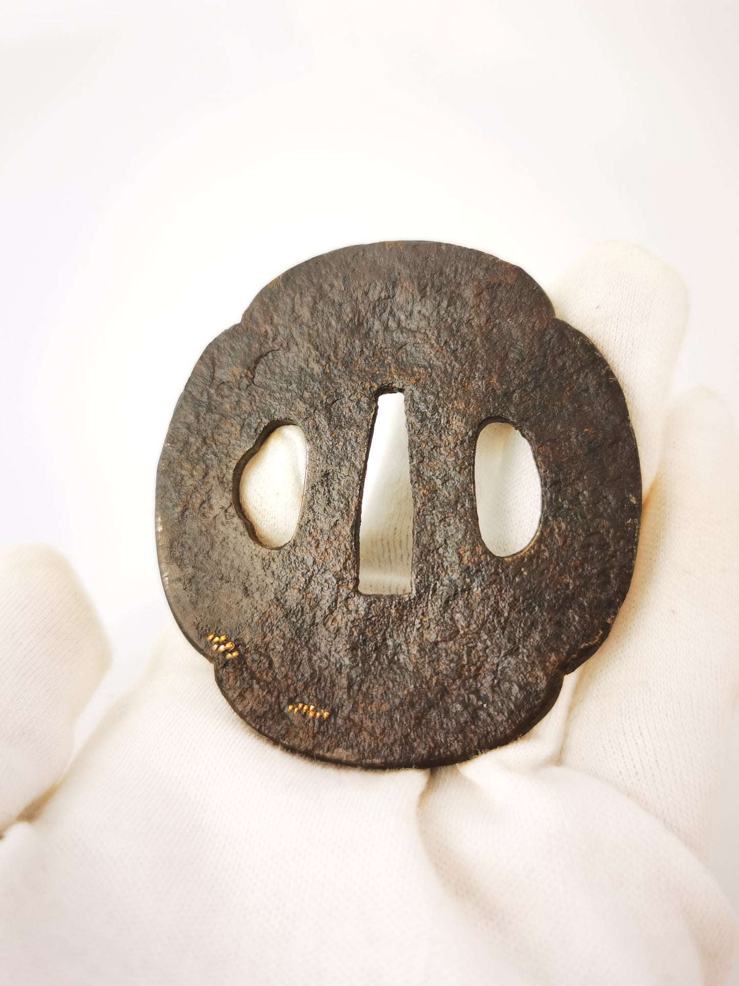 Japanese Antique Bridge & Figurine Pattern Tsuba for  Wakziashi Edo Period Antique A346