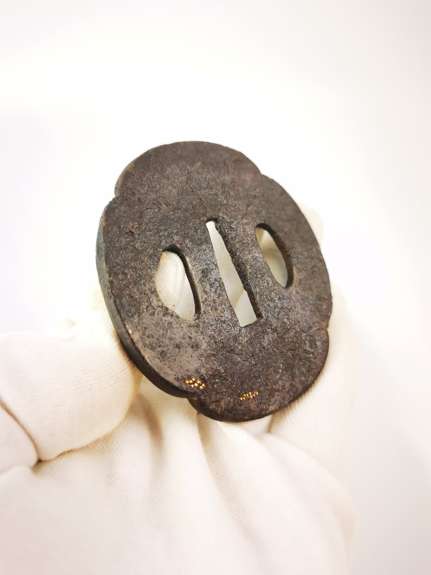 Japanese Antique Bridge & Figurine Pattern Tsuba for  Wakziashi Edo Period Antique A346