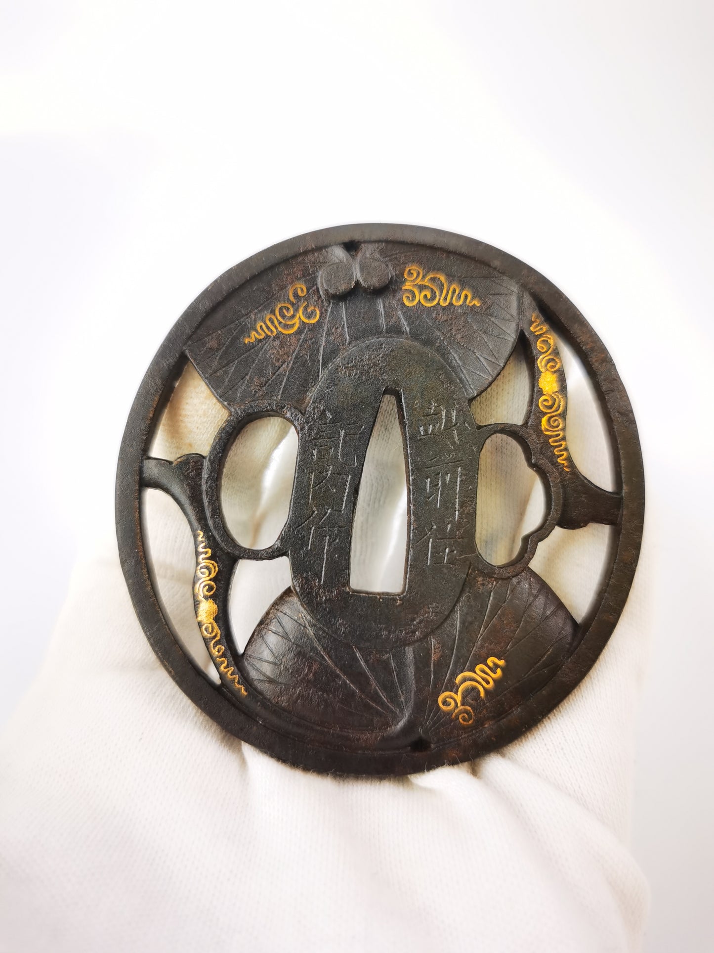 Japanese Hollyhock Pattern Tsuba for  Katana Wakziashi Edo Period Antique A348