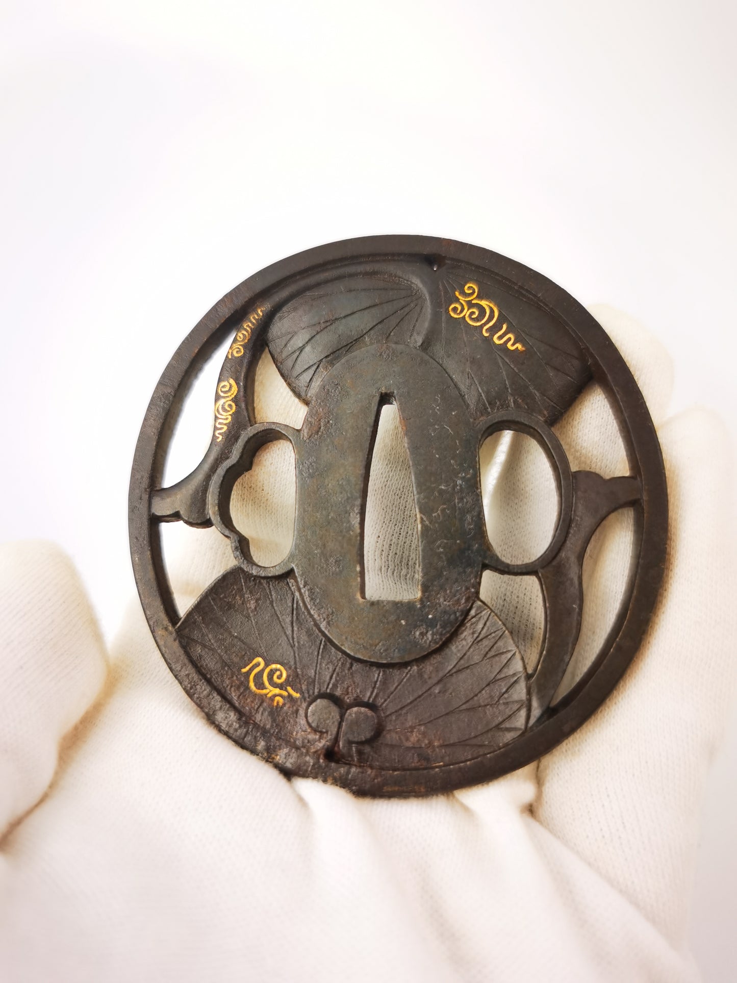 Japanese Hollyhock Pattern Tsuba for  Katana Wakziashi Edo Period Antique A348