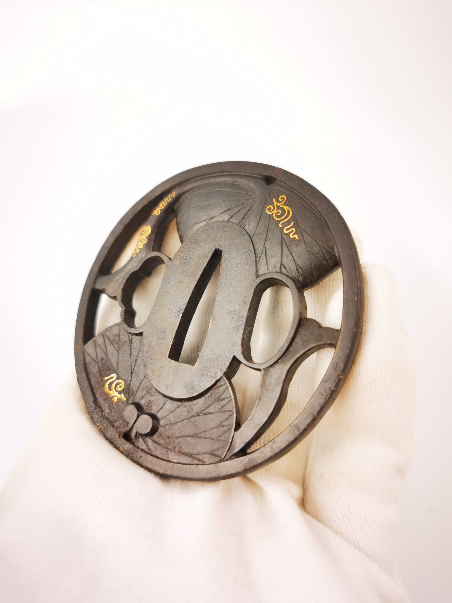 Japanese Hollyhock Pattern Tsuba for  Katana Wakziashi Edo Period Antique A348