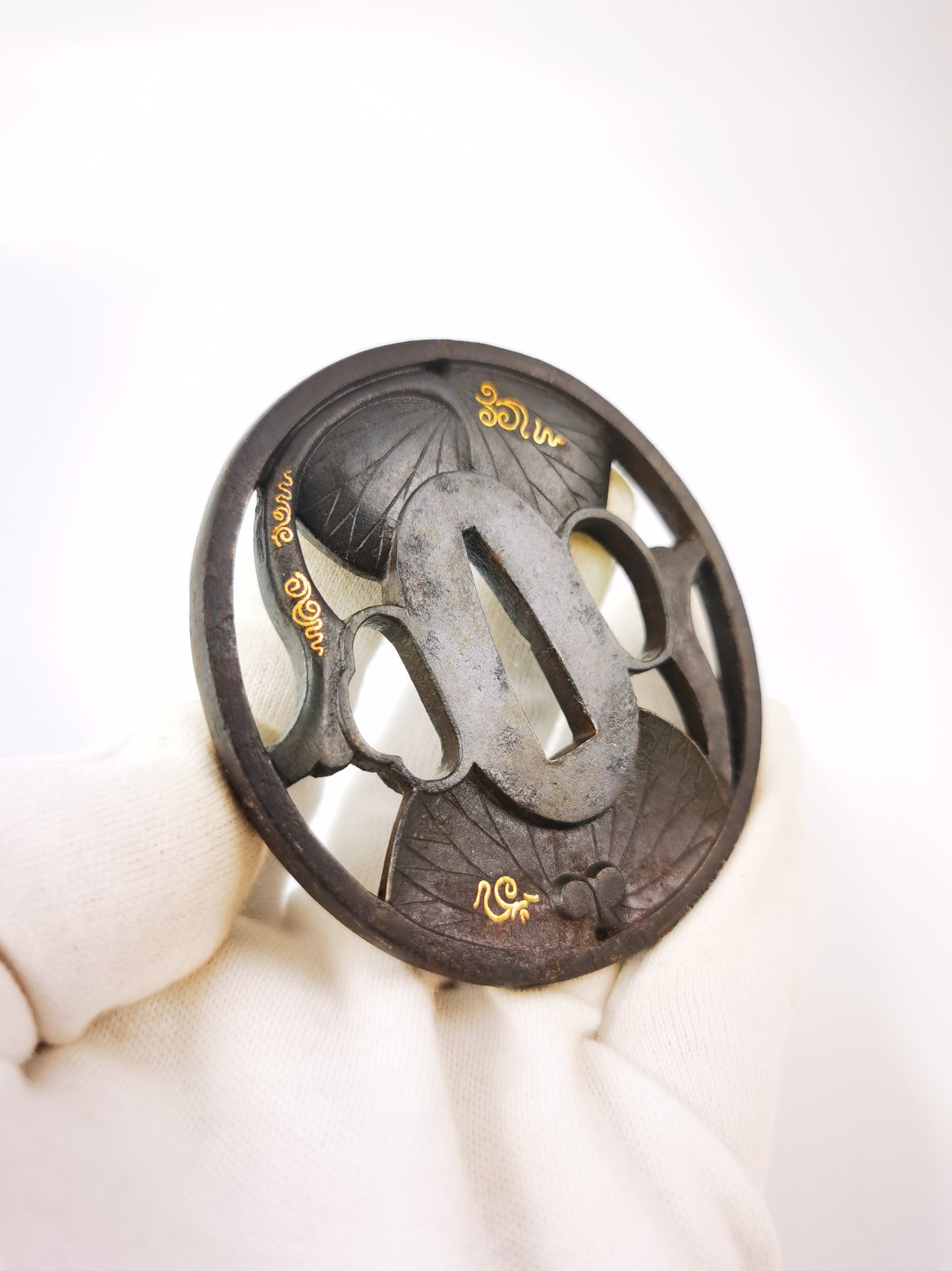 Japanese Hollyhock Pattern Tsuba for  Katana Wakziashi Edo Period Antique A348