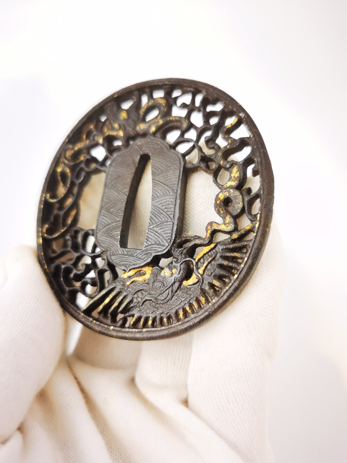 Japanese Shachi & Dragon Nanban  Tsuba for Katana Wakziashi Edo Period A352