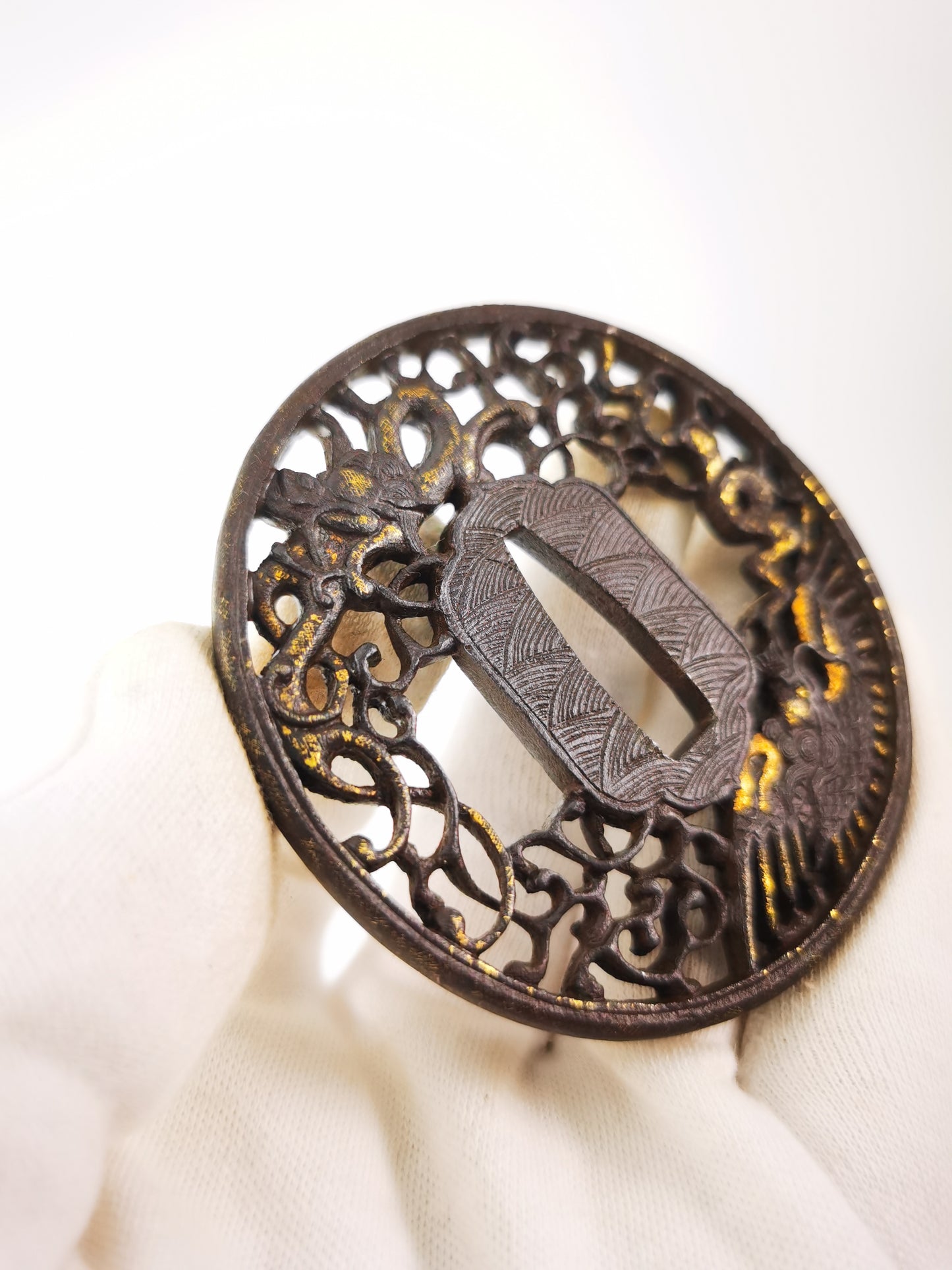 Japanese Shachi & Dragon Nanban  Tsuba for Katana Wakziashi Edo Period A352