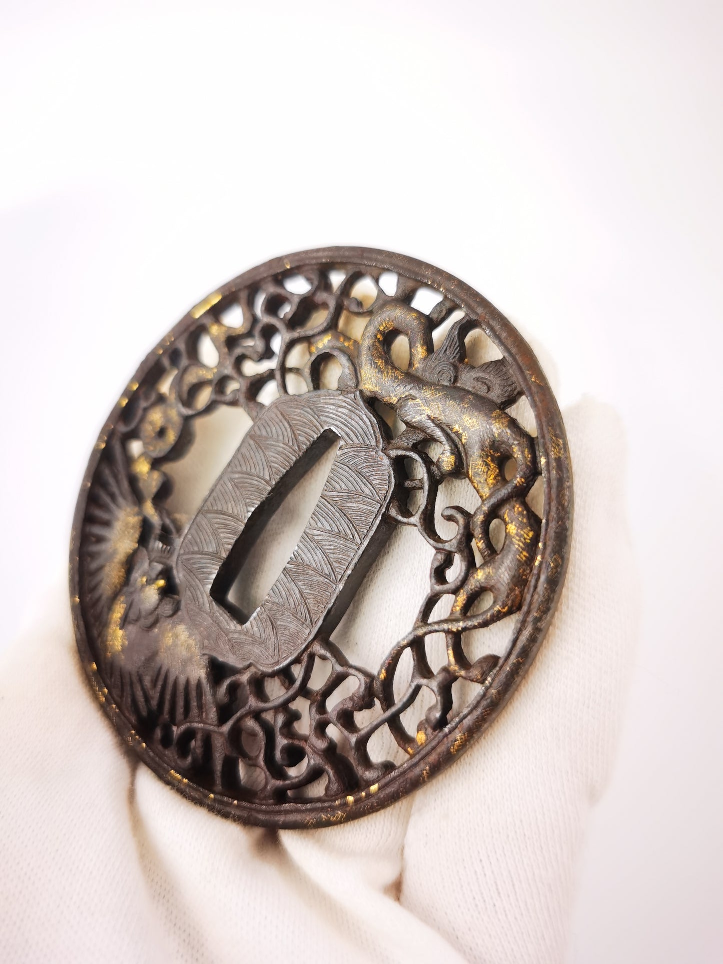 Japanese Shachi & Dragon Nanban  Tsuba for Katana Wakziashi Edo Period A352