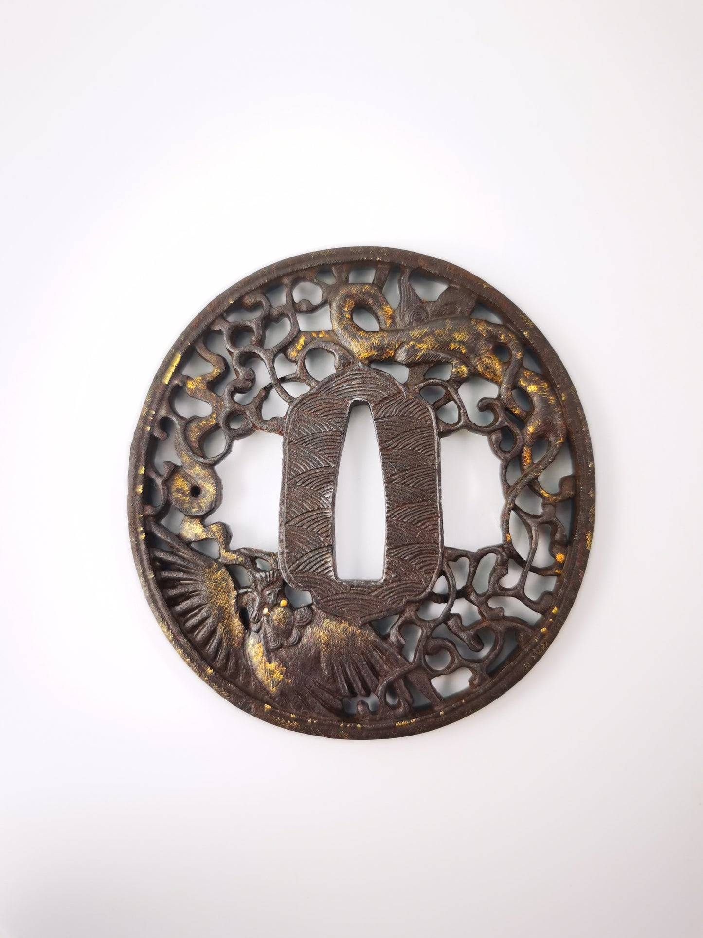 Japanese Shachi & Dragon Nanban  Tsuba for Katana Wakziashi Edo Period A352