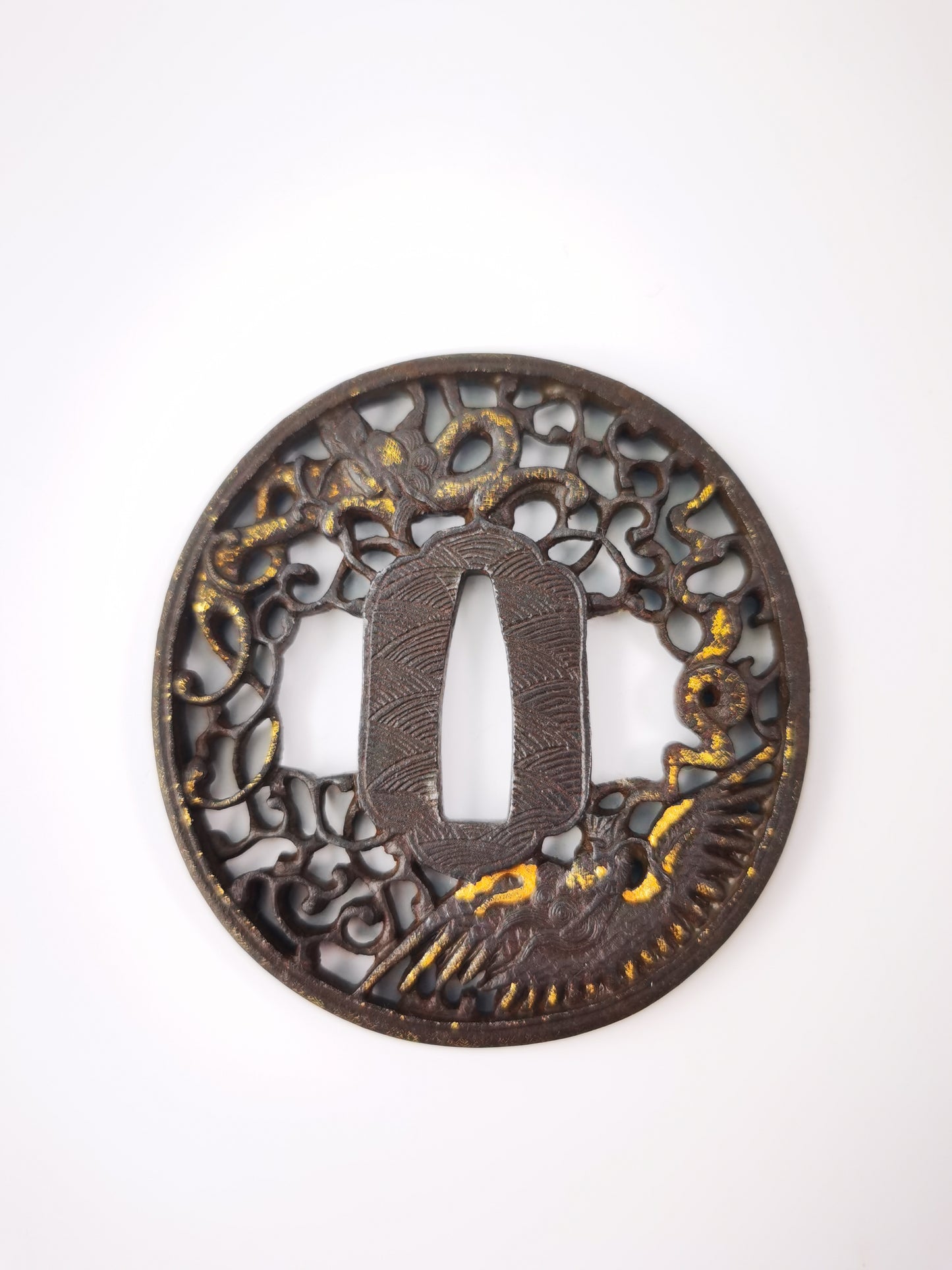 Japanese Shachi & Dragon Nanban  Tsuba for Katana Wakziashi Edo Period A352