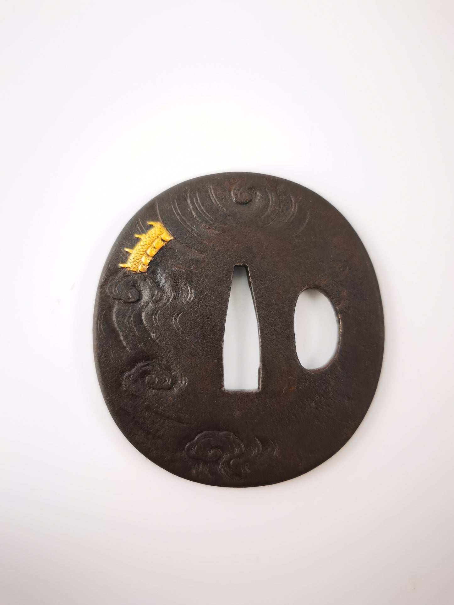 Japanese Cloud Dragon Pattern  Tsuba for Tanto Edo Period A353