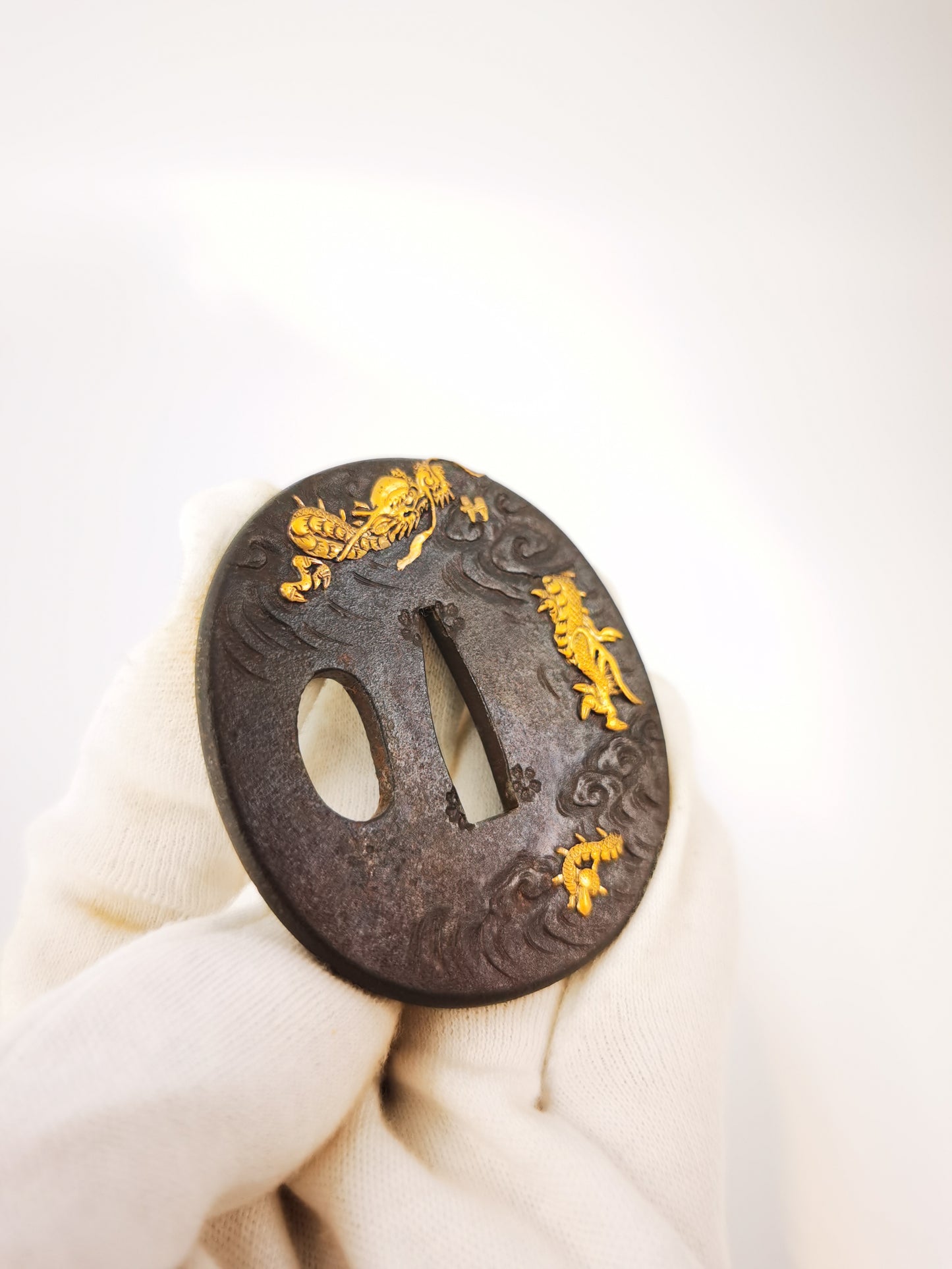 Japanese Cloud Dragon Pattern  Tsuba for Tanto Edo Period A353