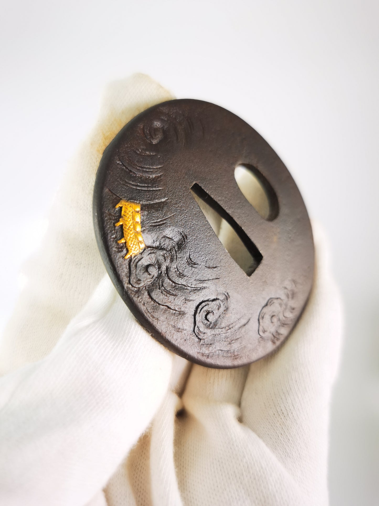 Japanese Cloud Dragon Pattern  Tsuba for Tanto Edo Period A353