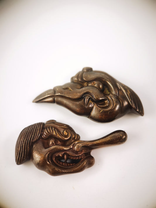 Japanese Tengu Pattern Menuki for Katana wakziashi , Y188