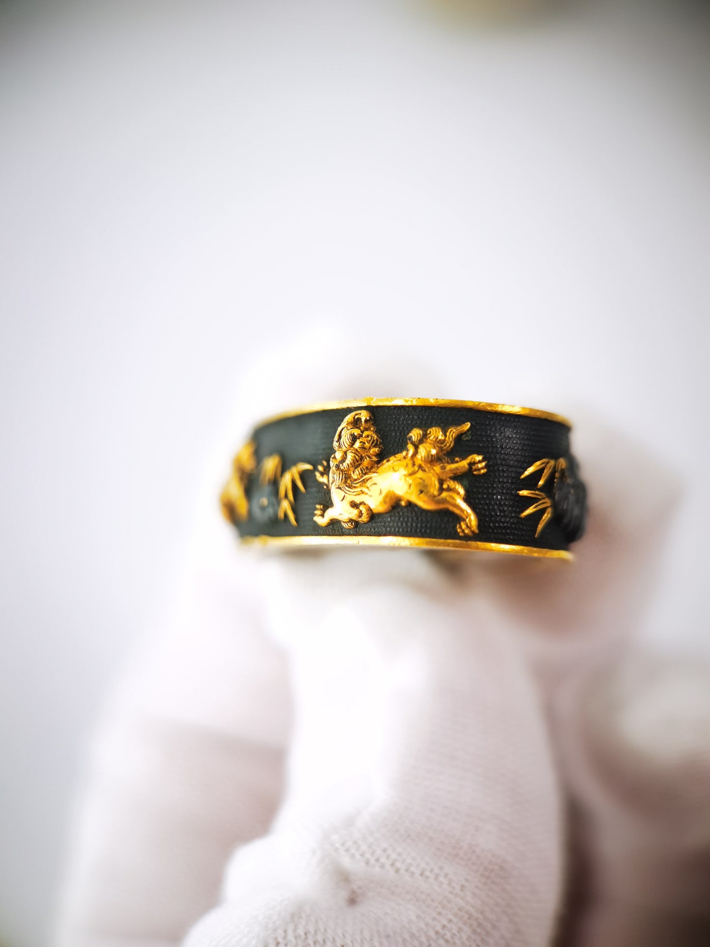 Japanese Small Lion Dog Pattern Fuchi&Kashira for Katana Wakziashi Edo Period Antique B174