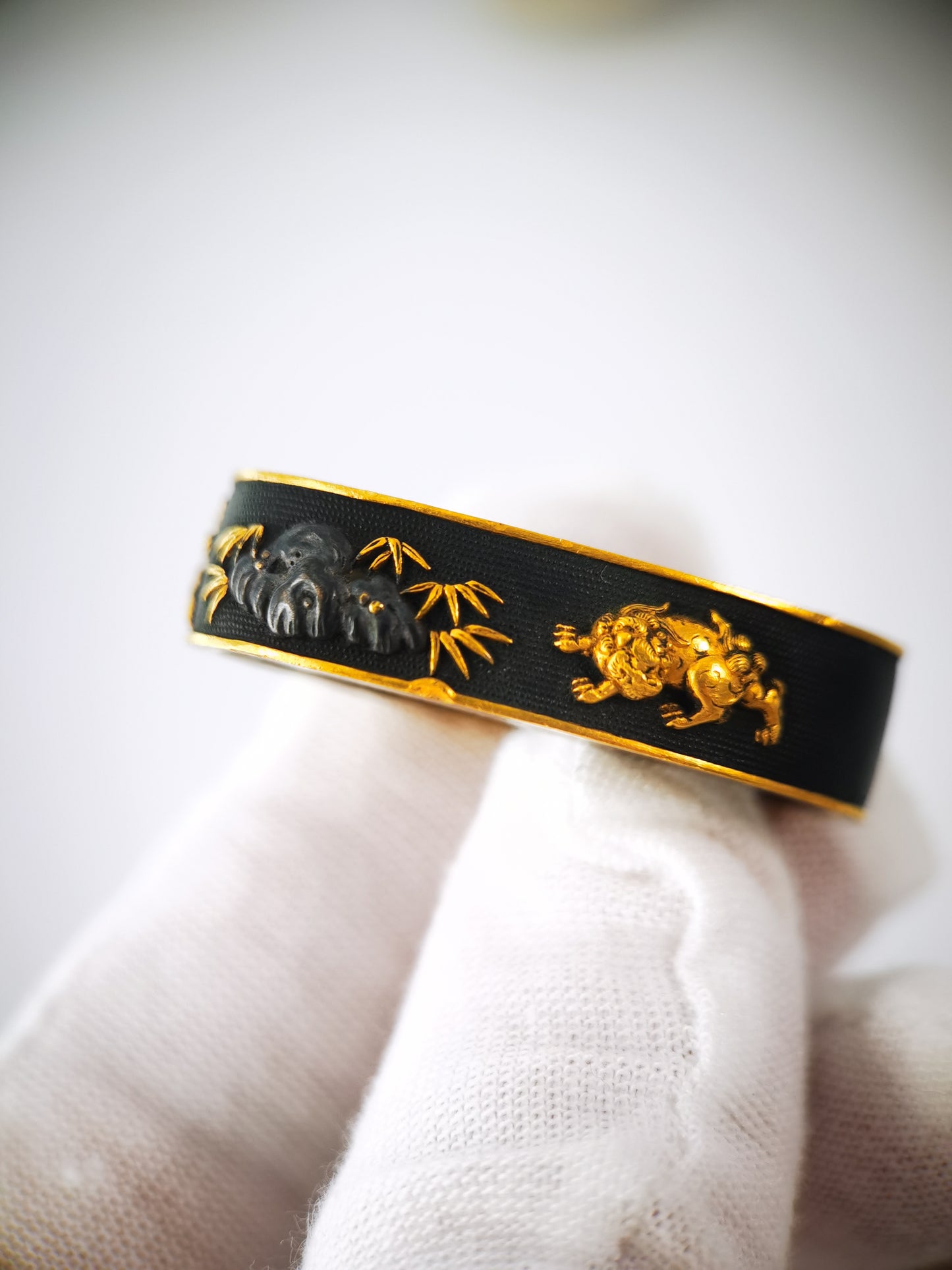 Japanese Small Lion Dog Pattern Fuchi&Kashira for Katana Wakziashi Edo Period Antique B174
