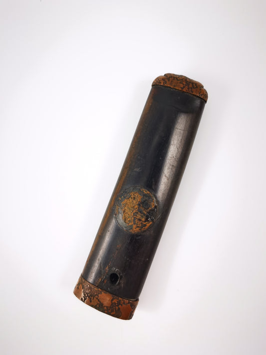 Japanese Aged bronze with stone grain Texture Single Kashira for Tanto Edo Period Antique B175