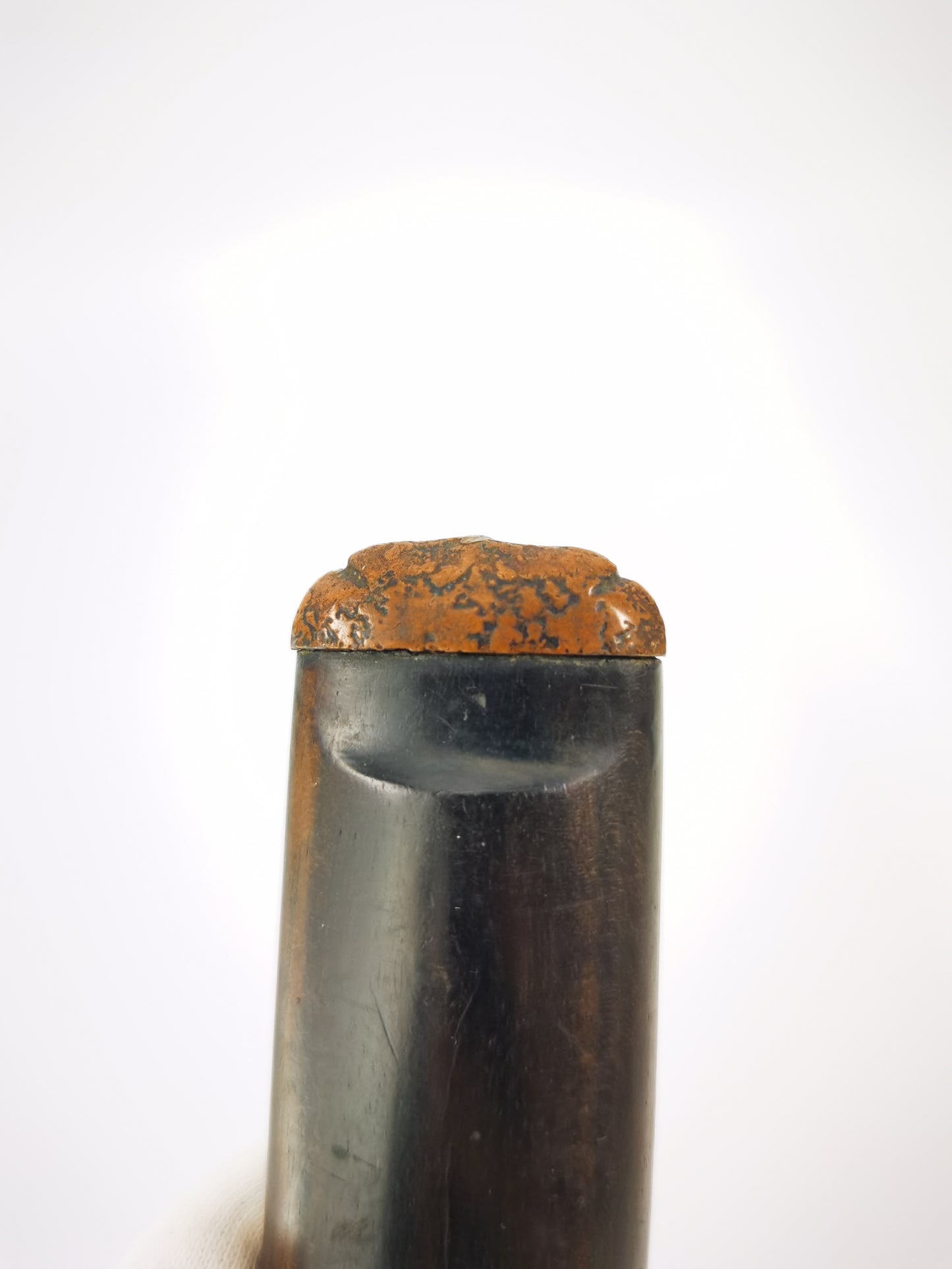 Japanese Aged bronze with stone grain Texture Single Kashira for Tanto Edo Period Antique B175